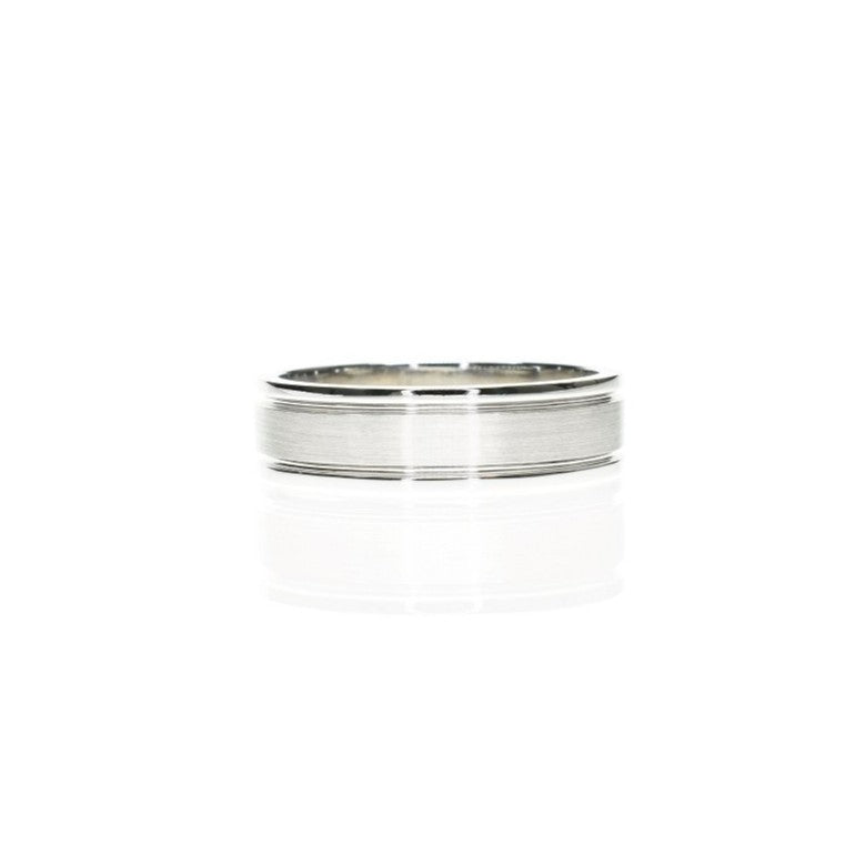 Double Grooved Mens Band 6mm Wide