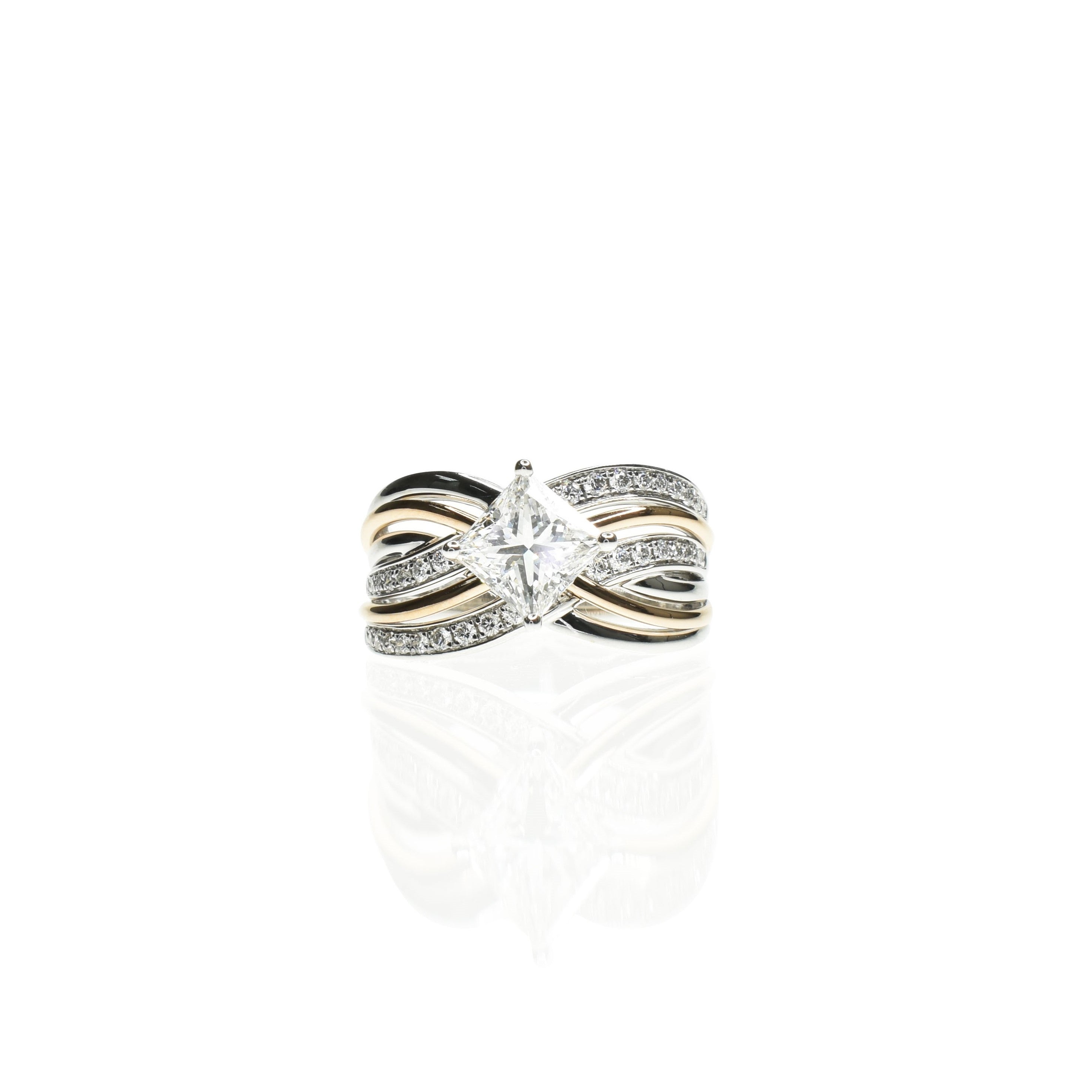Unique Princess Cut Cross Over Ring