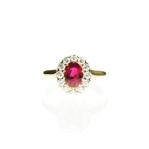 Vintage Style Ruby Halo Ring
