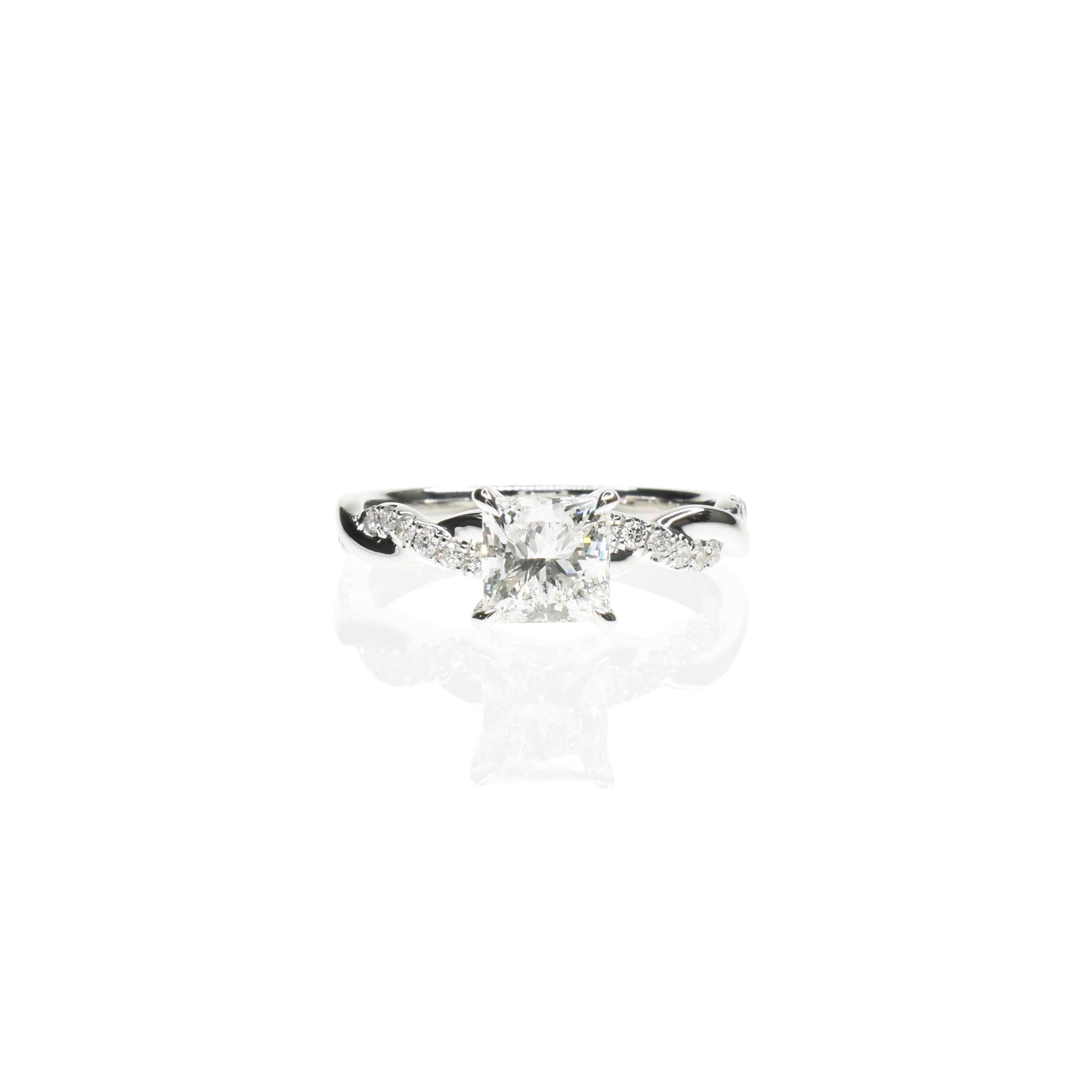 Princess Cut Ring with Twisted Band
