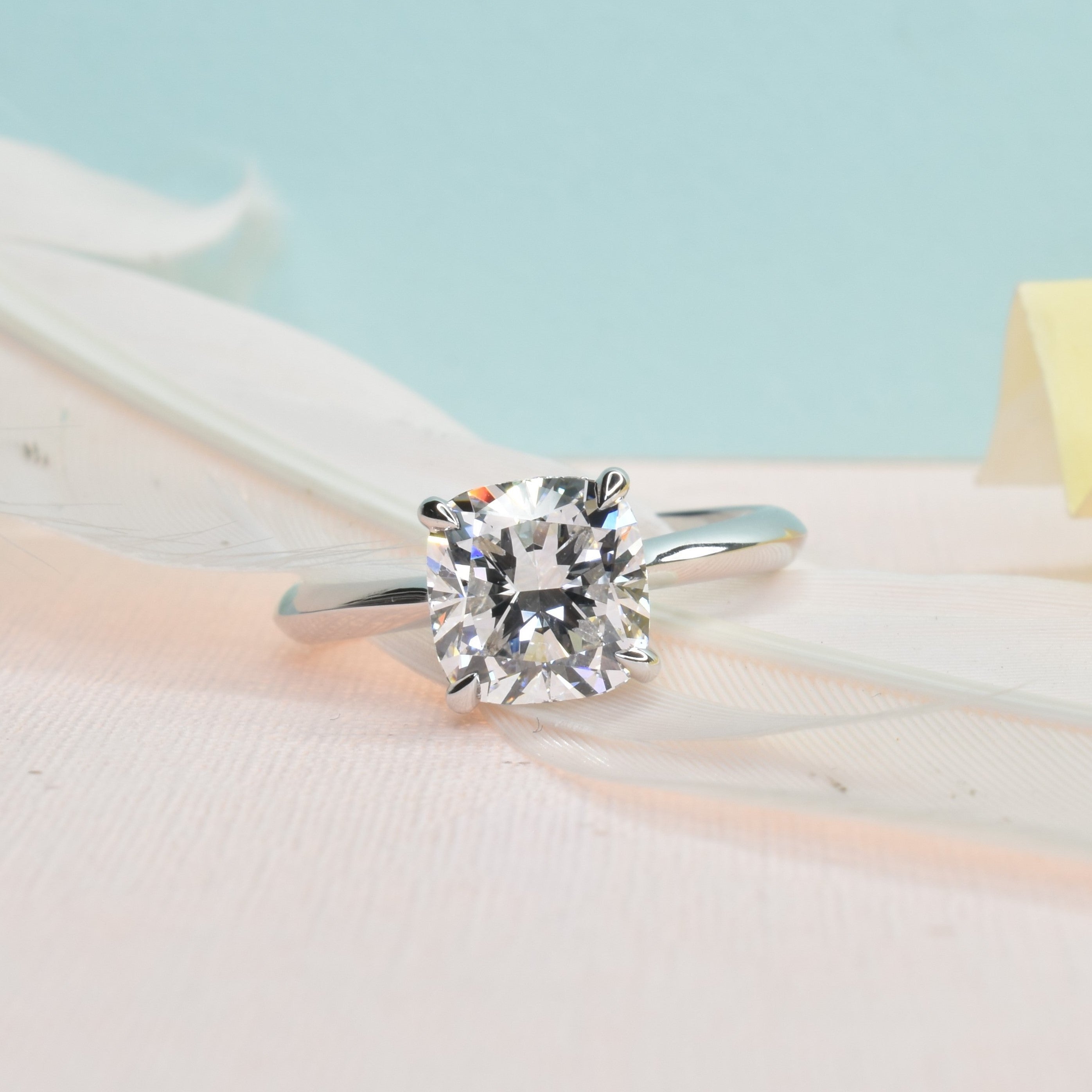 2ct Cushion Shape Lab Grown Diamond Engagement Ring with Under Halo