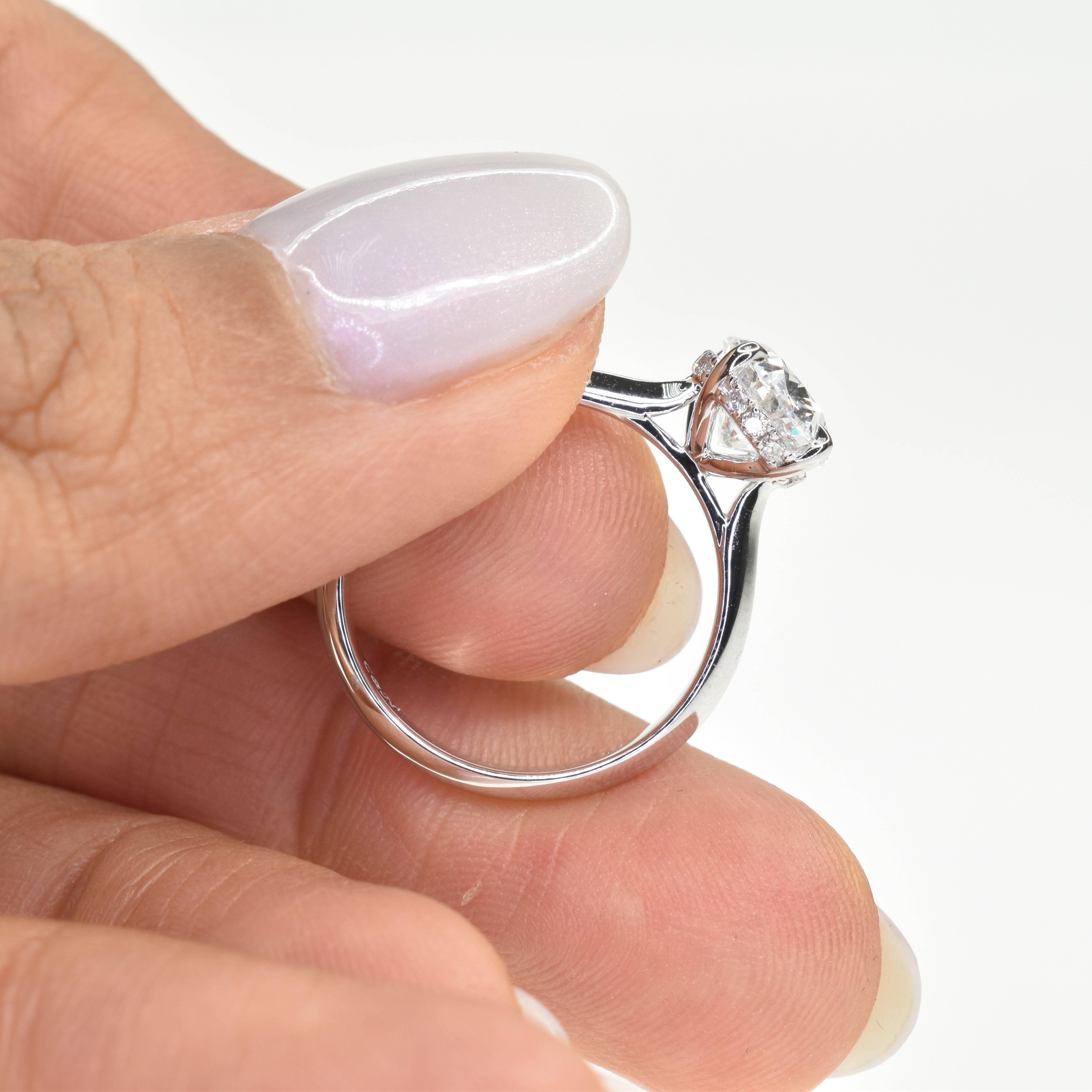 3.5ct Oval Lab Grown Diamond Engagement Ring with Knife Edge Band