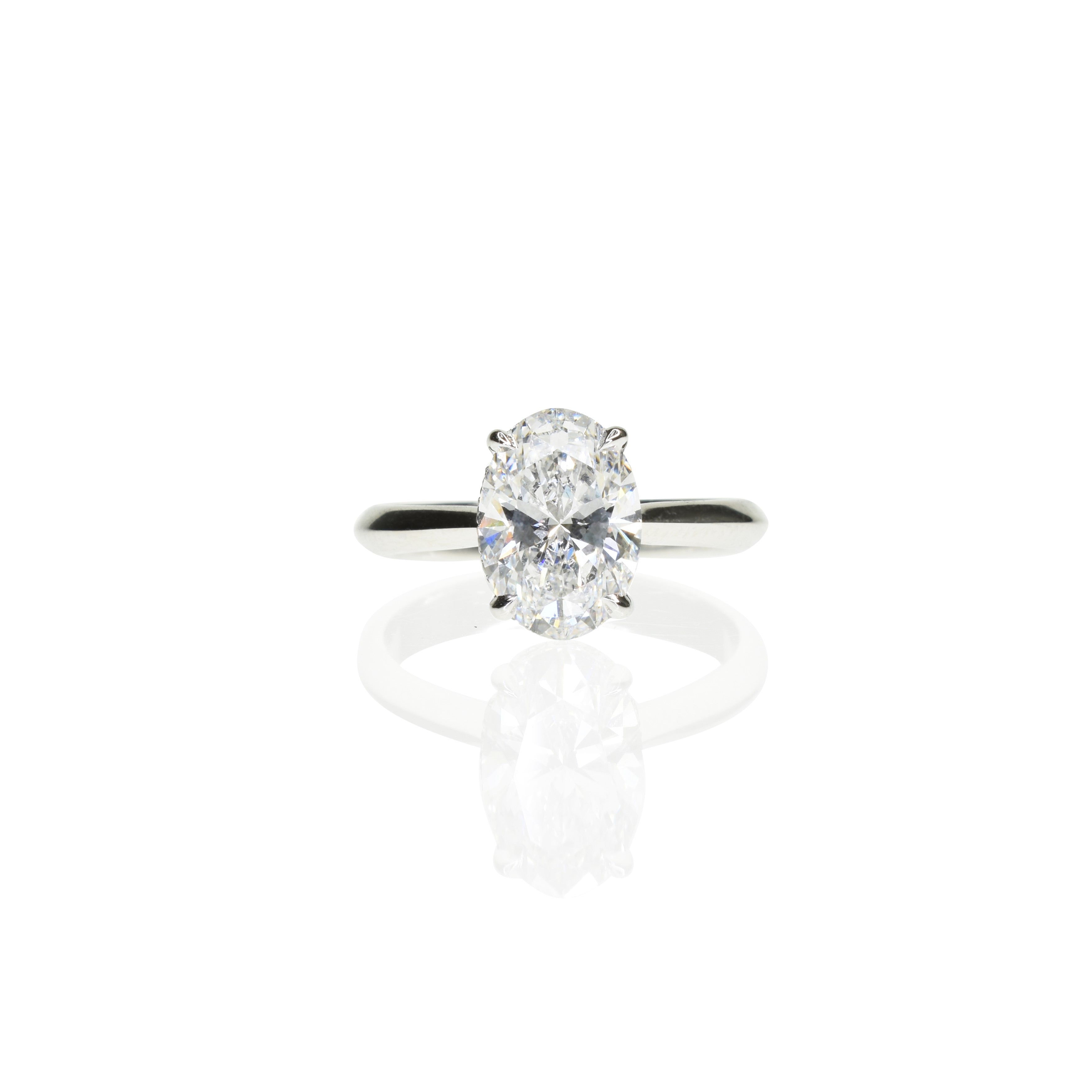 3.5ct Oval Lab Grown Diamond Engagement Ring with Knife Edge Band
