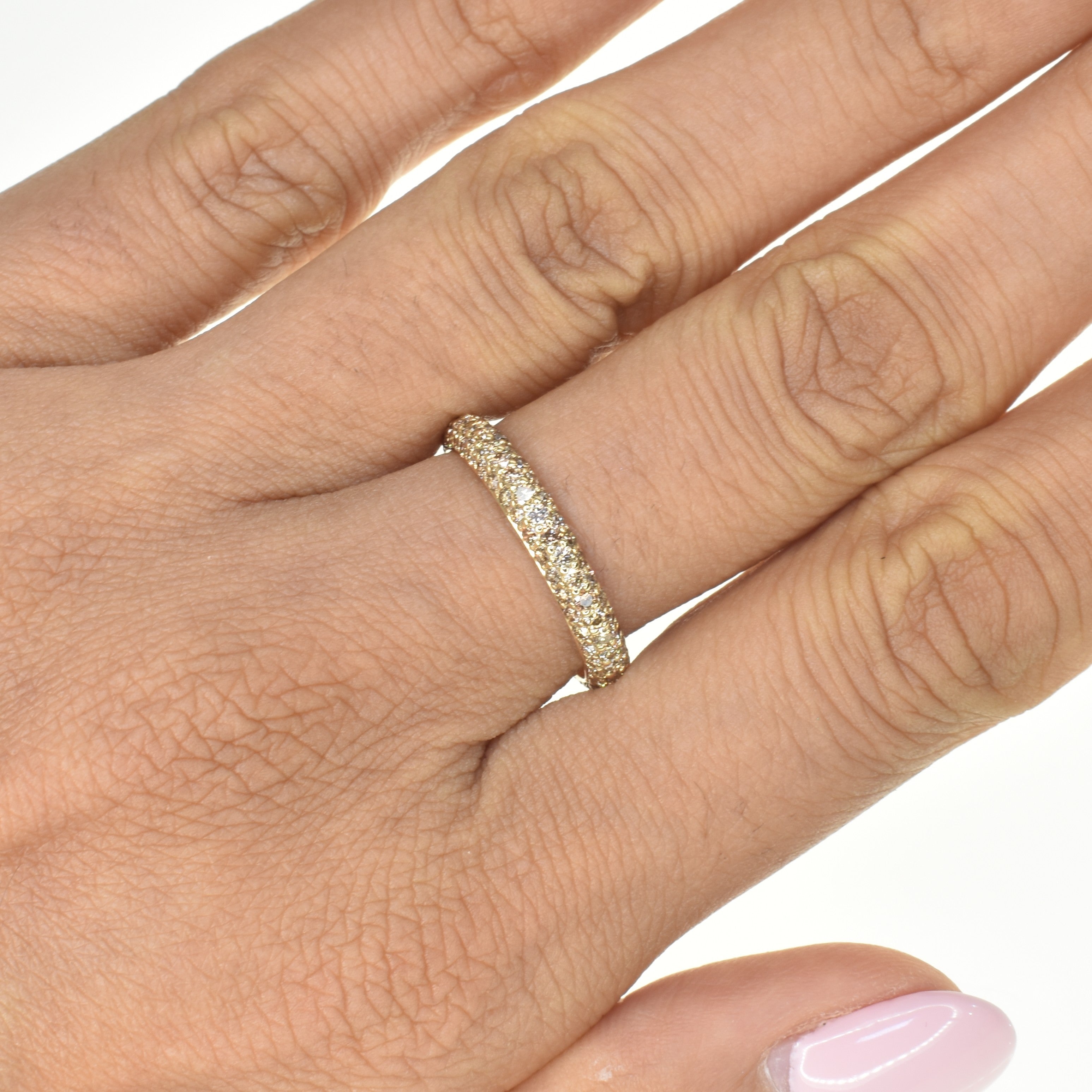 Three Sided Pave Eternity Ring with Brown Diamonds