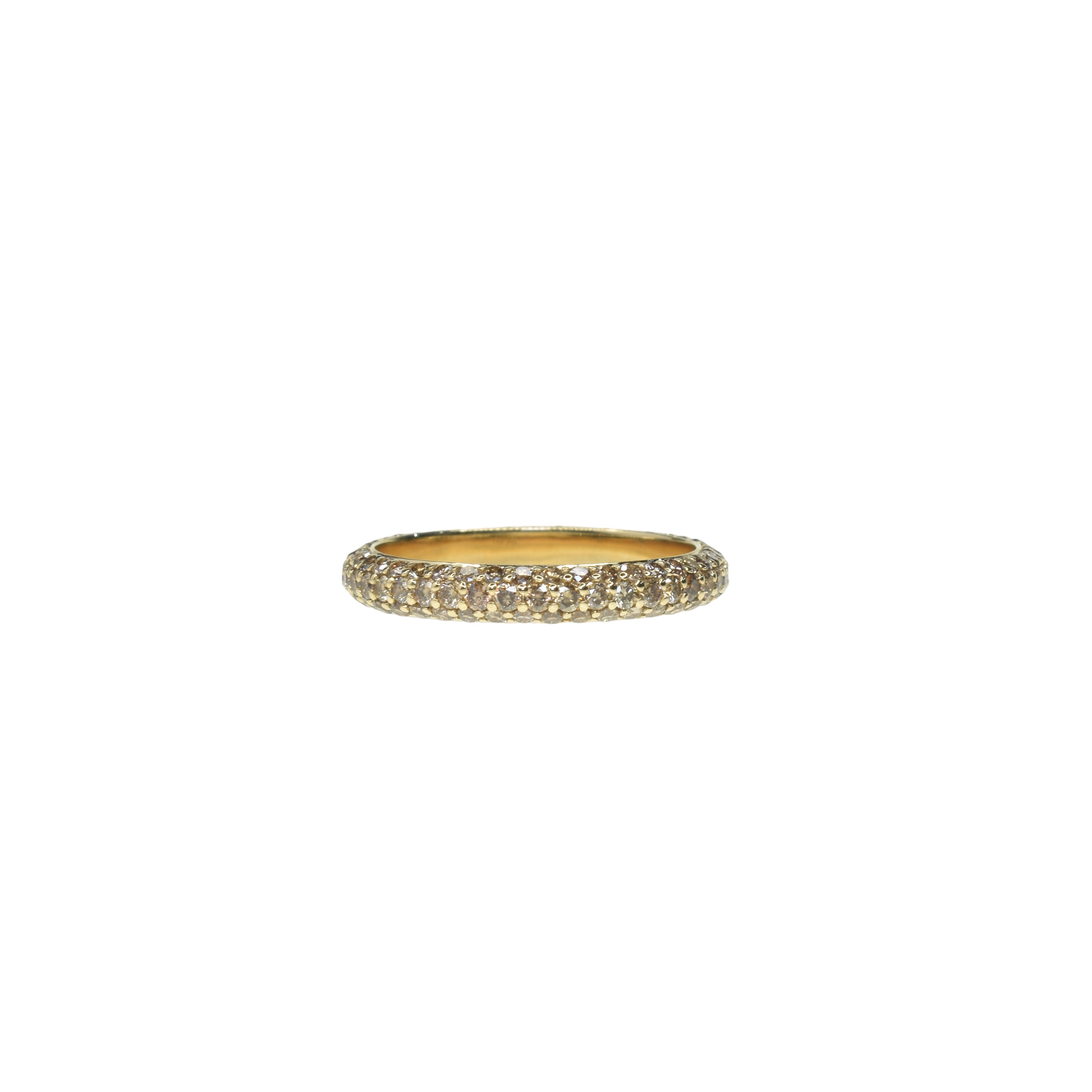 Three Sided Pave Eternity Ring with Brown Diamonds