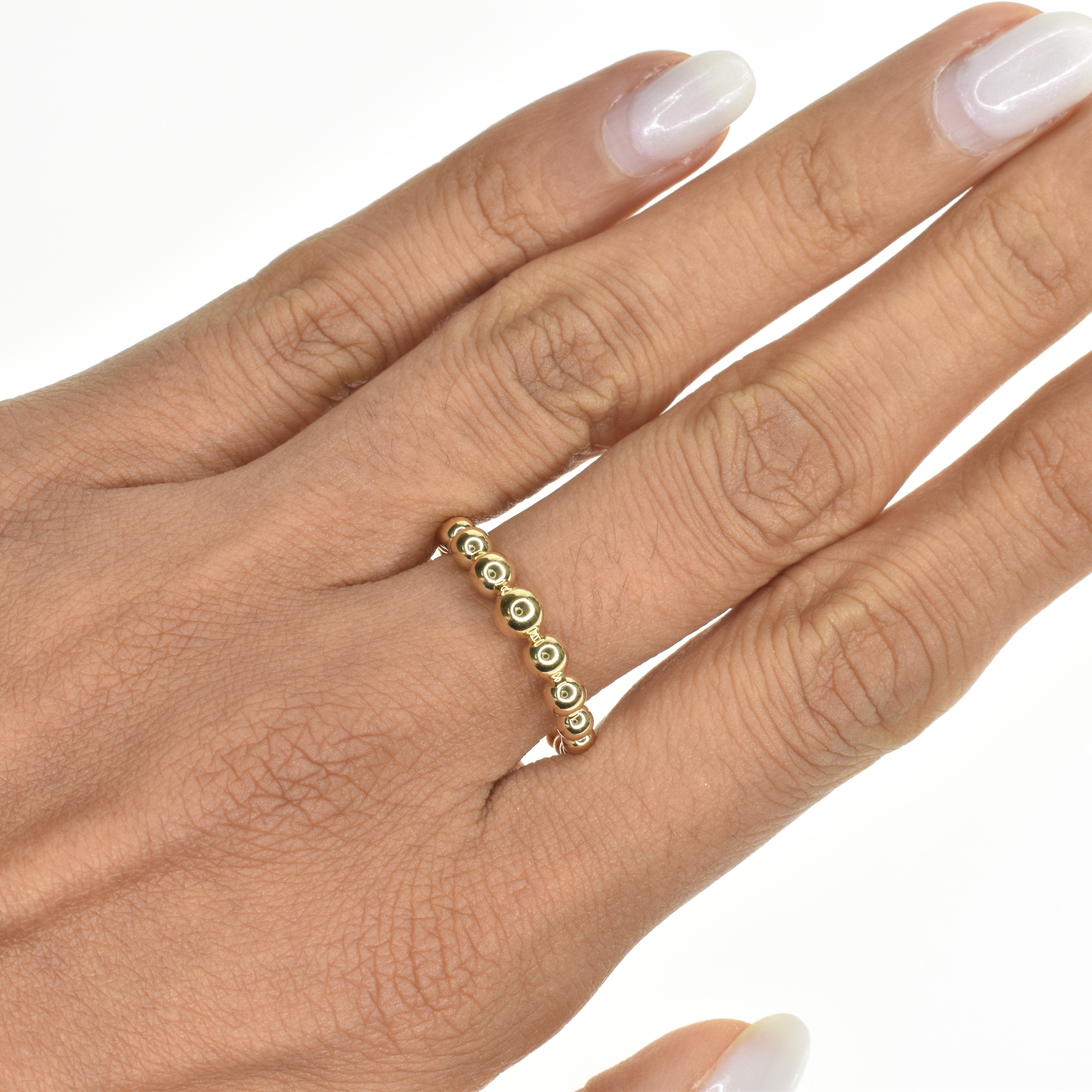 Graduated Gold Beaded Ring