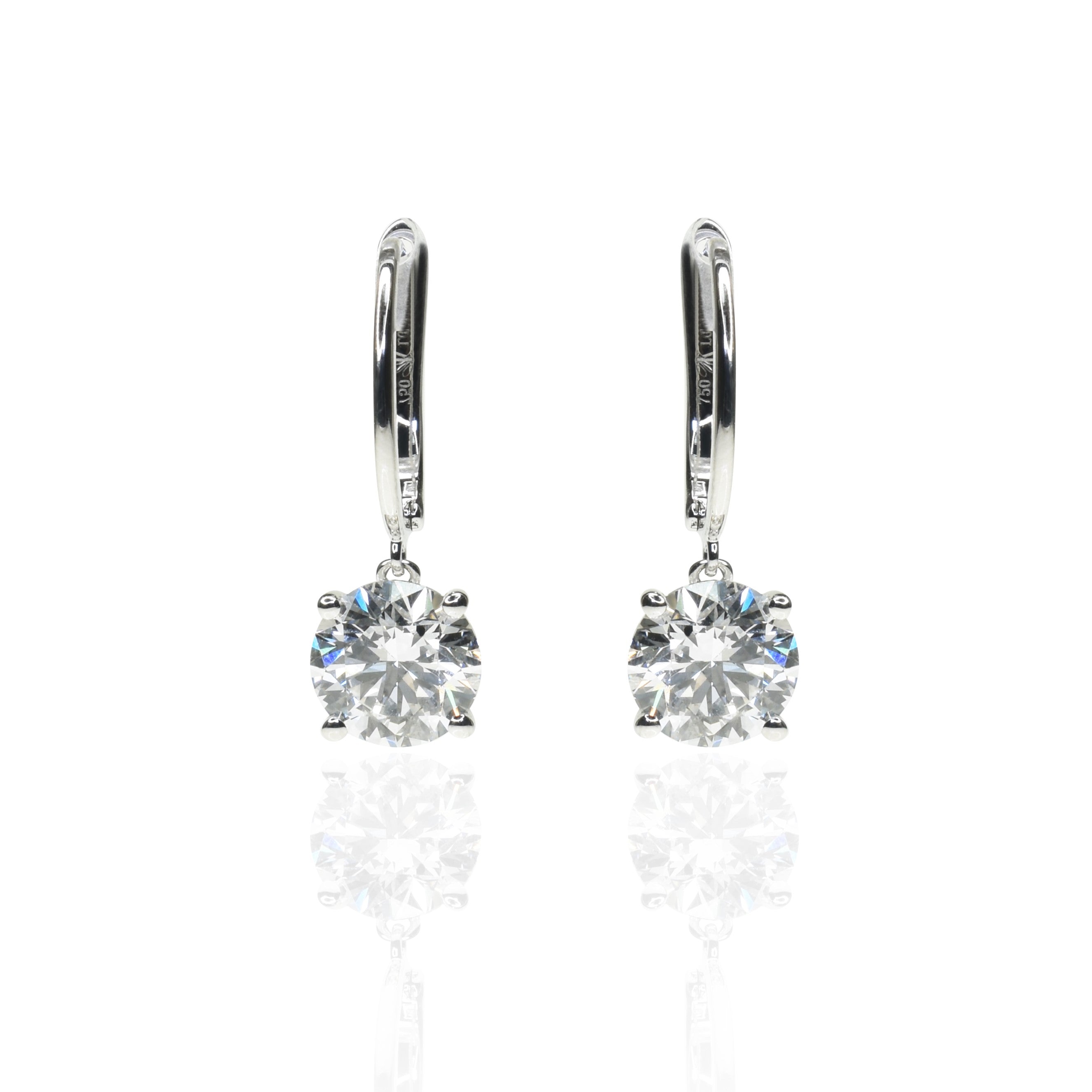 3ct Round Lab Grown Diamond Dangling Earrings