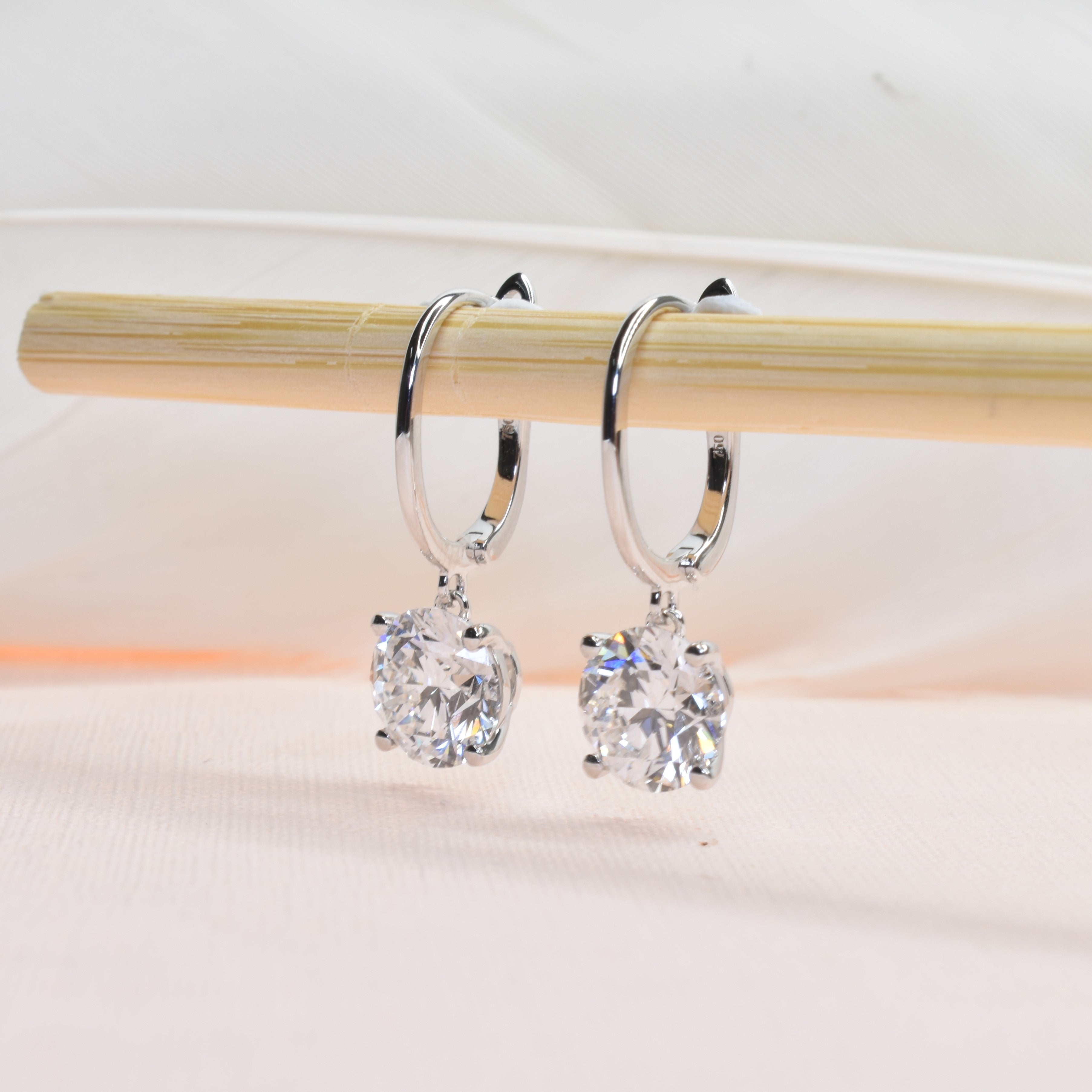 3ct Round Lab Grown Diamond Dangling Earrings