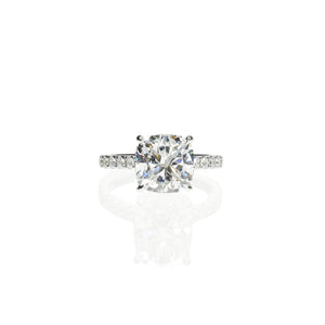Cushion Diamond Ring with A Pave Diamond Band