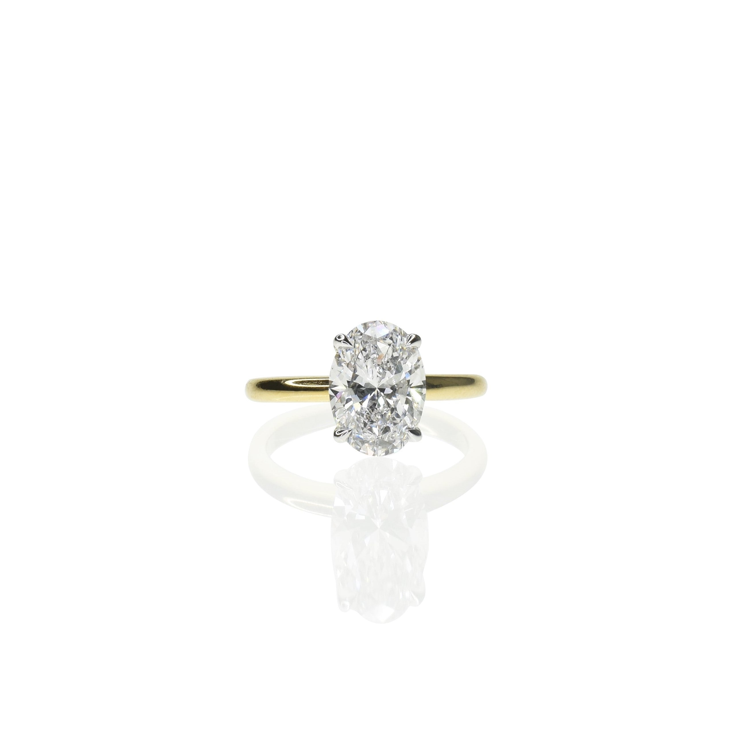 1ct Oval Shape Lab Grown Diamond Engagement Ring with a Straight Band