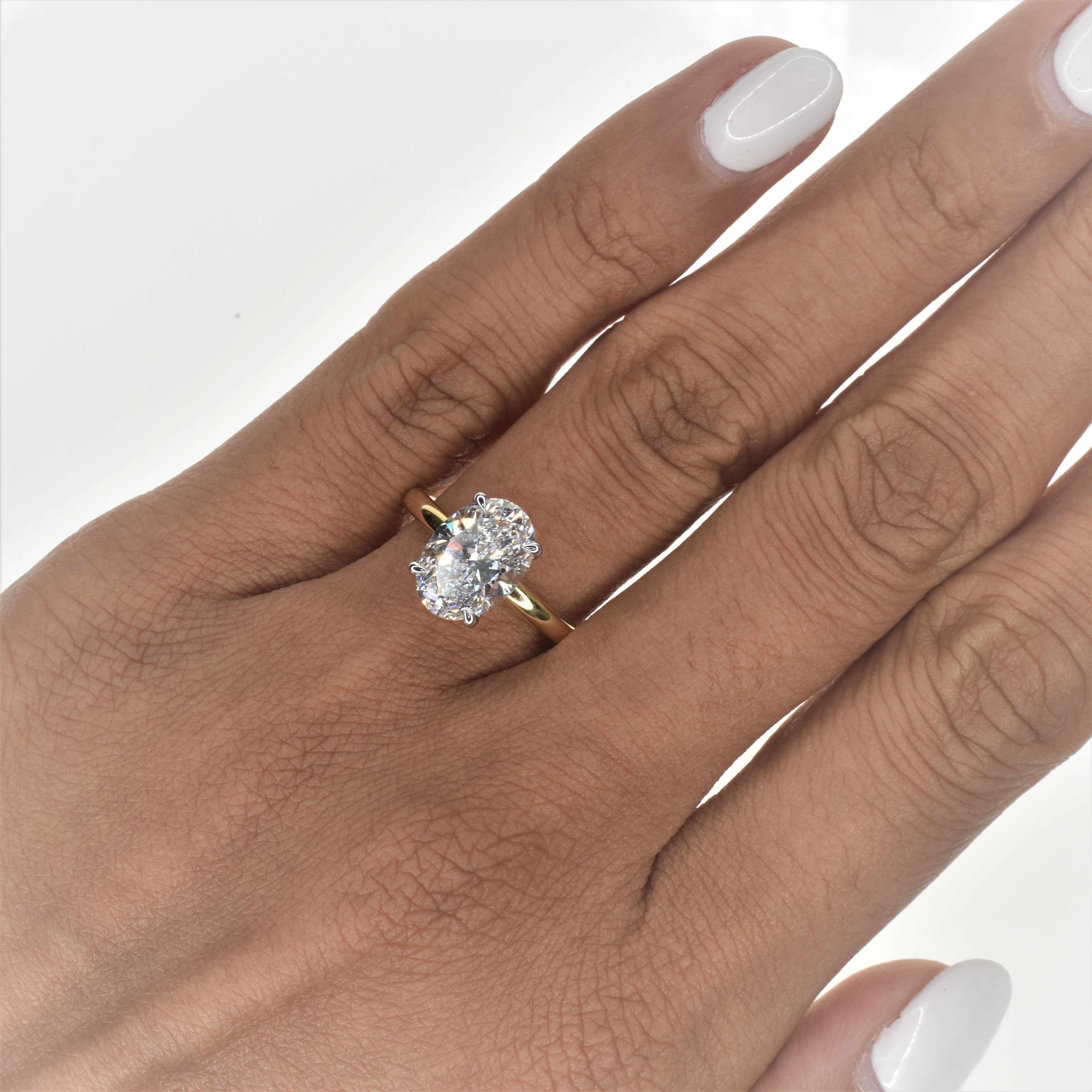 1ct Oval Shape Lab Grown Diamond Engagement Ring with a Straight Band