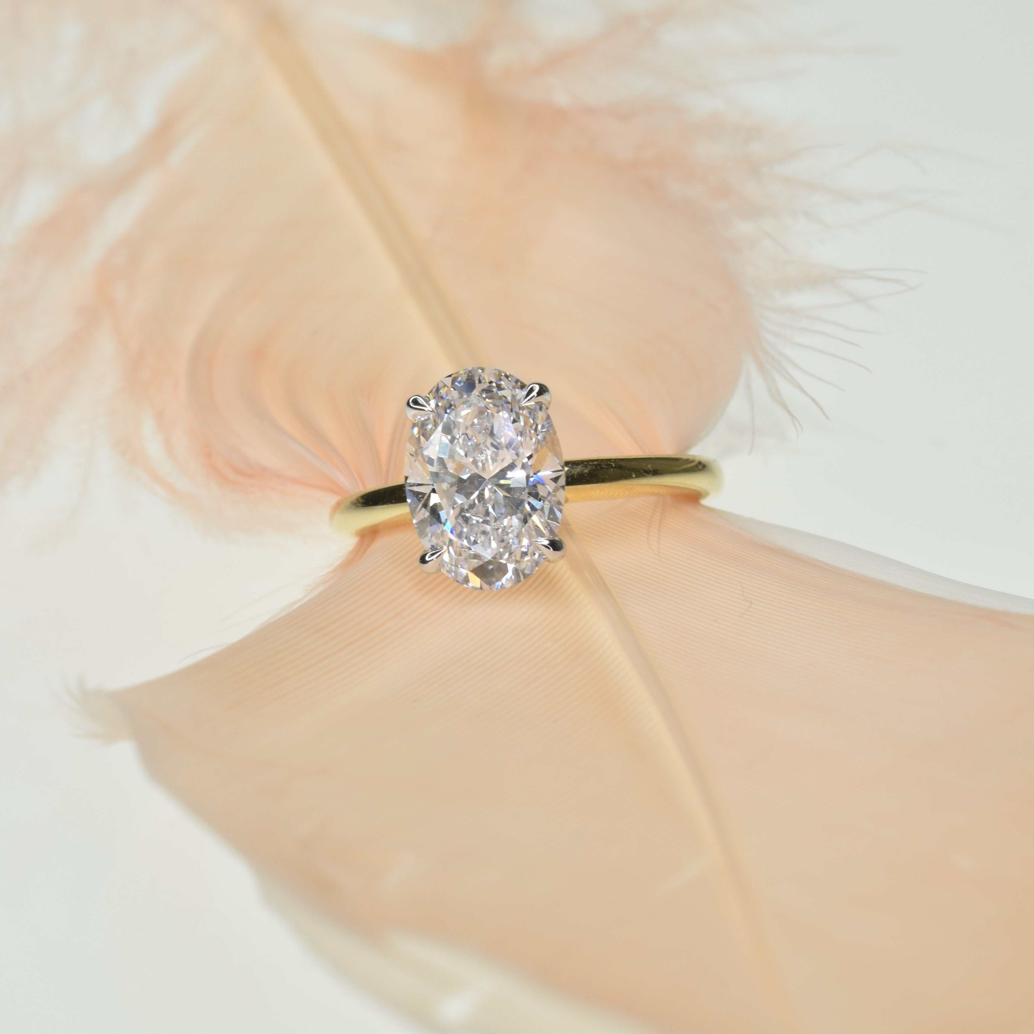 1ct Oval Shape Lab Grown Diamond Engagement Ring with a Straight Band