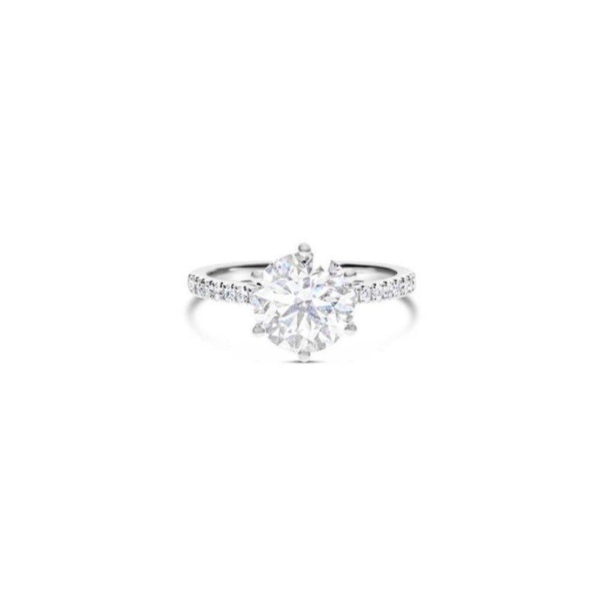 Round Diamond Ring with Pave Band