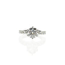 Round Diamond Ring with a Pavé Diamond Band