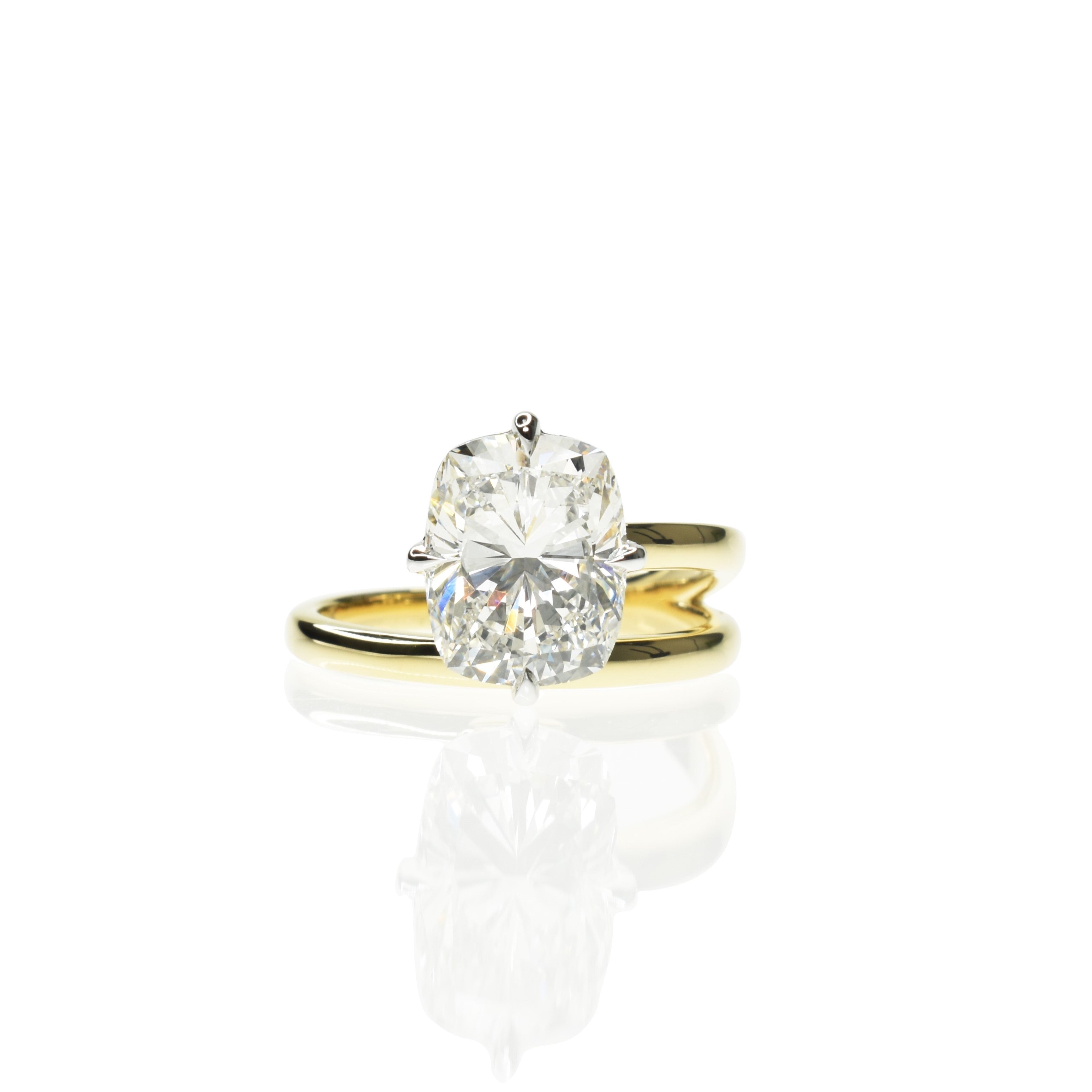 Cushion Cut Diamond Ring with a Gold Band