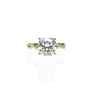 Cushion Cut Engagement Ring with a Twisted Band