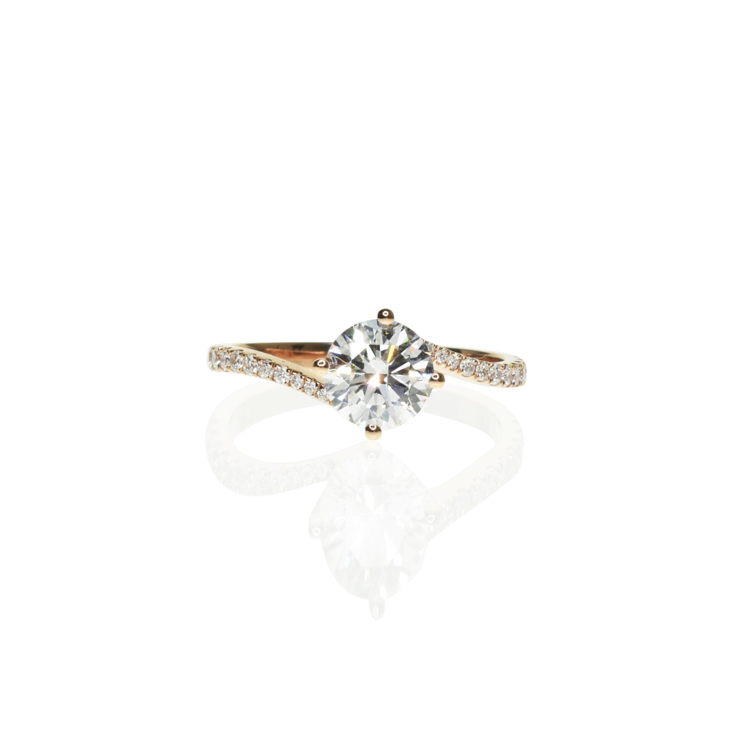 Twisted Band Round Diamond Ring