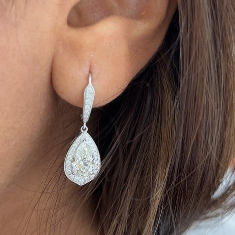 2.6ct Pear Shape Lab Grown Diamond Hanging Earrings