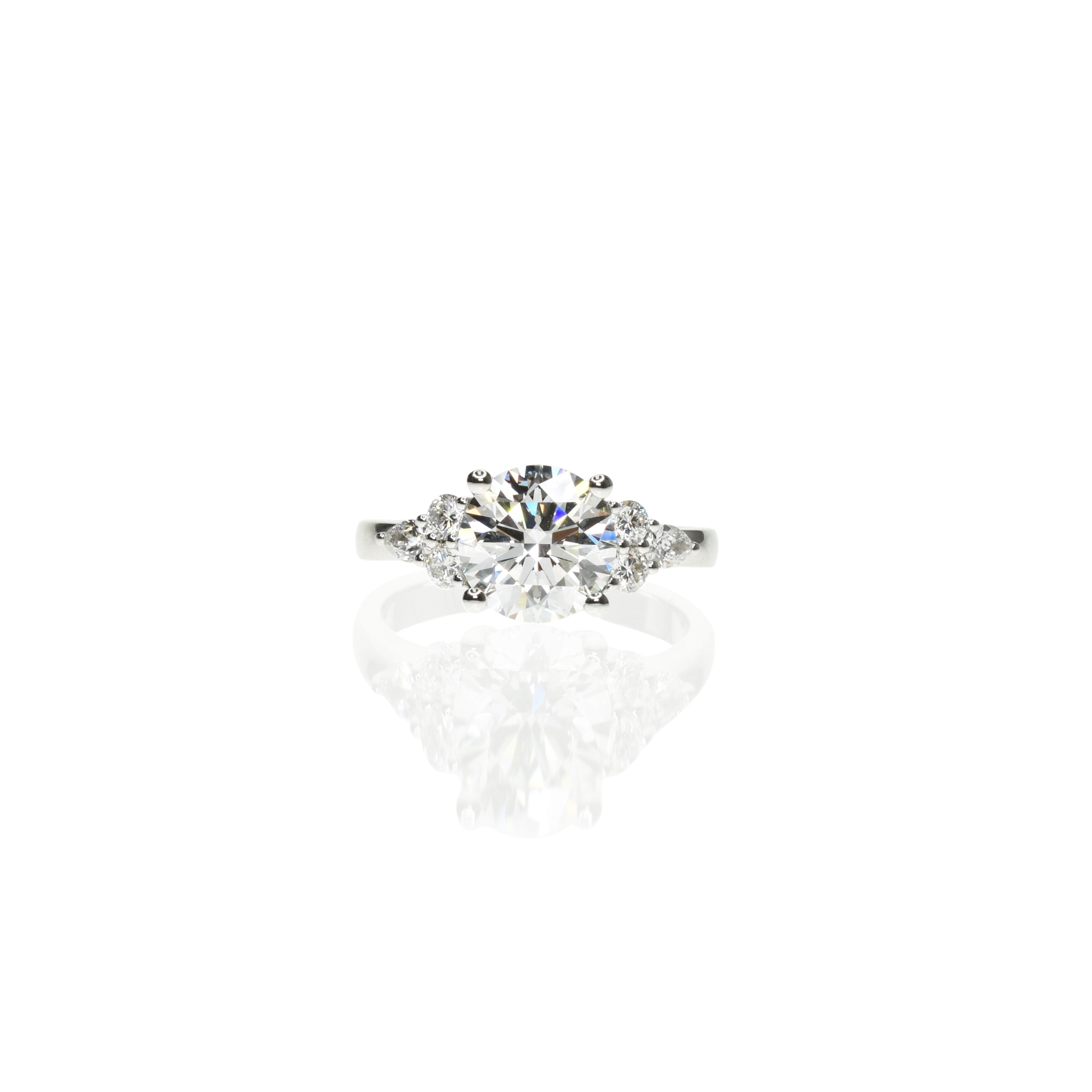 1.5ct Lab Grown Diamond Trilogy Engagement Ring with Pear Shapes