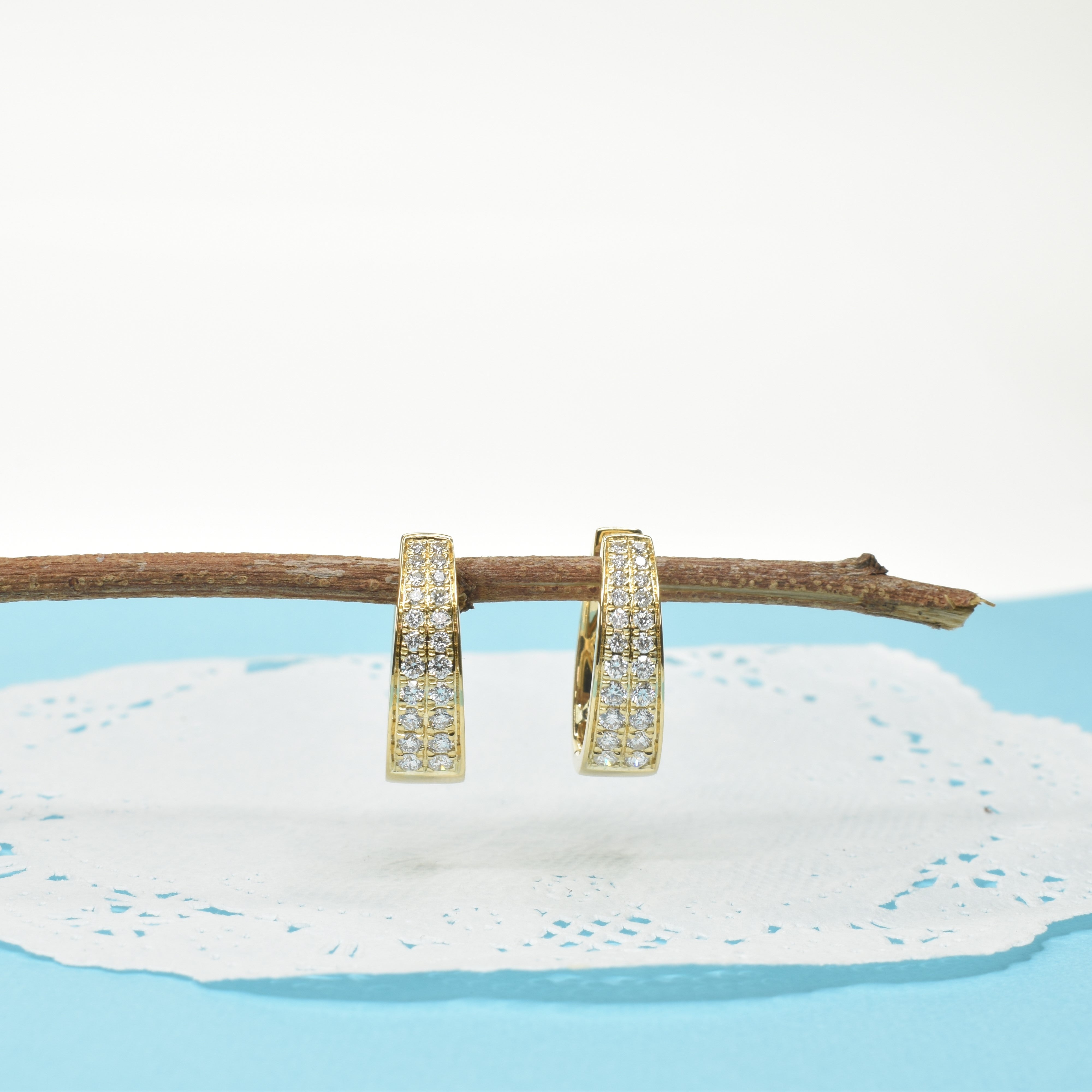 Double Row Pave Hoops