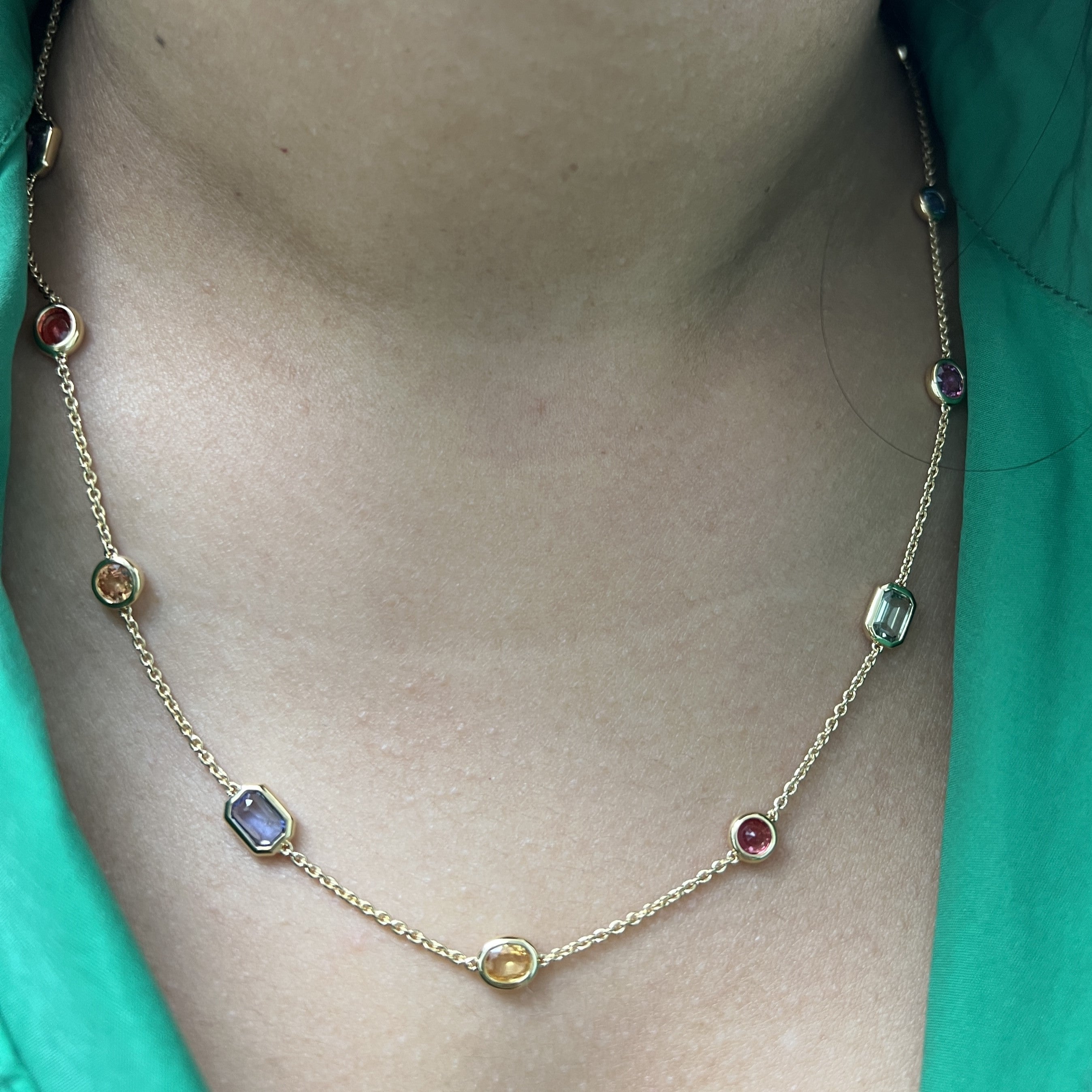 Rainbow Sapphire Necklace Short