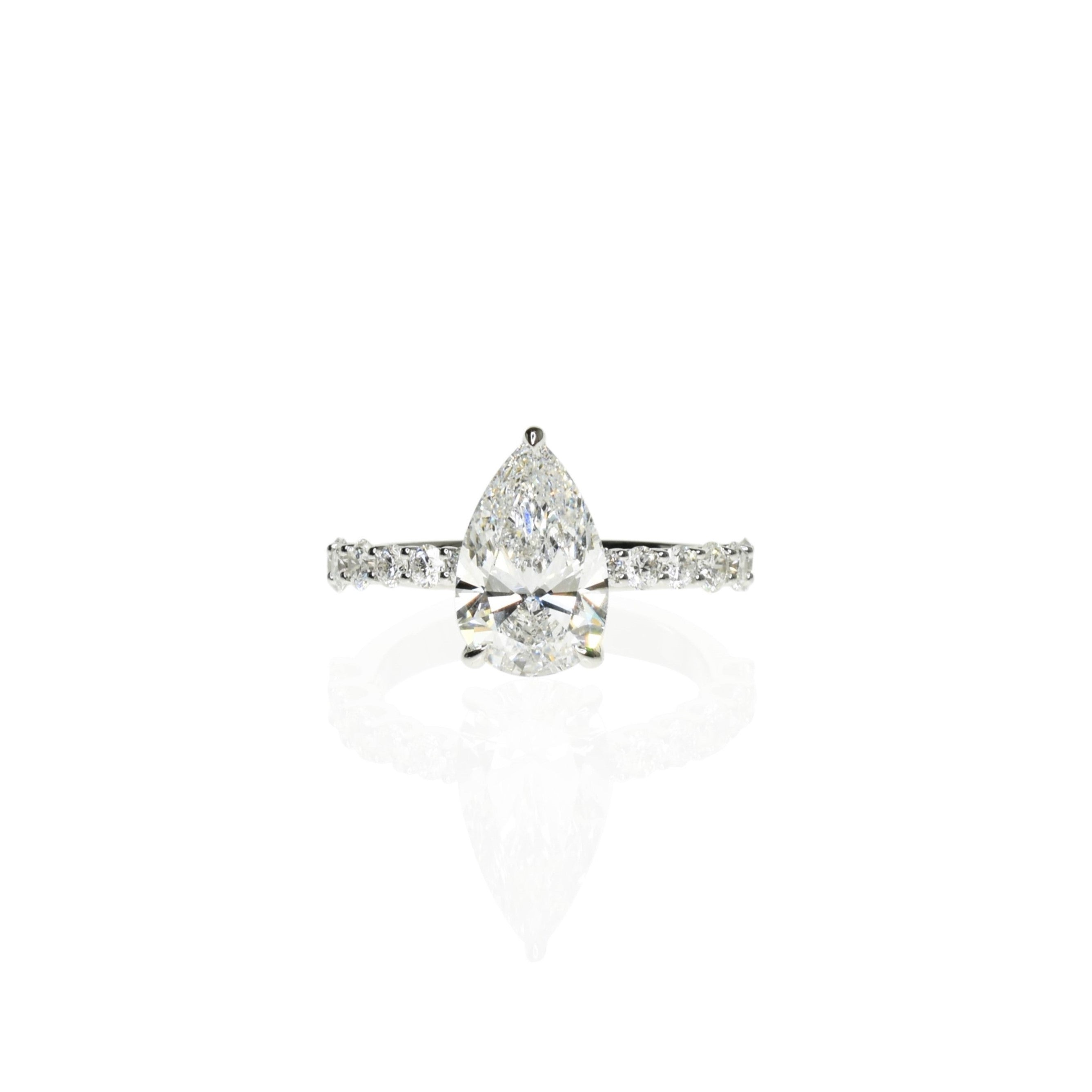 Pear Shaped Diamond Engagement Ring with Tapered band