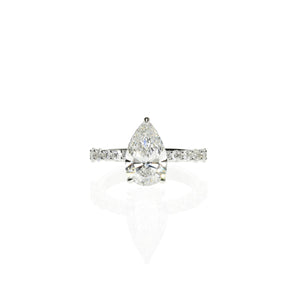 Pear Shaped Diamond Engagement Ring with Tapered band
