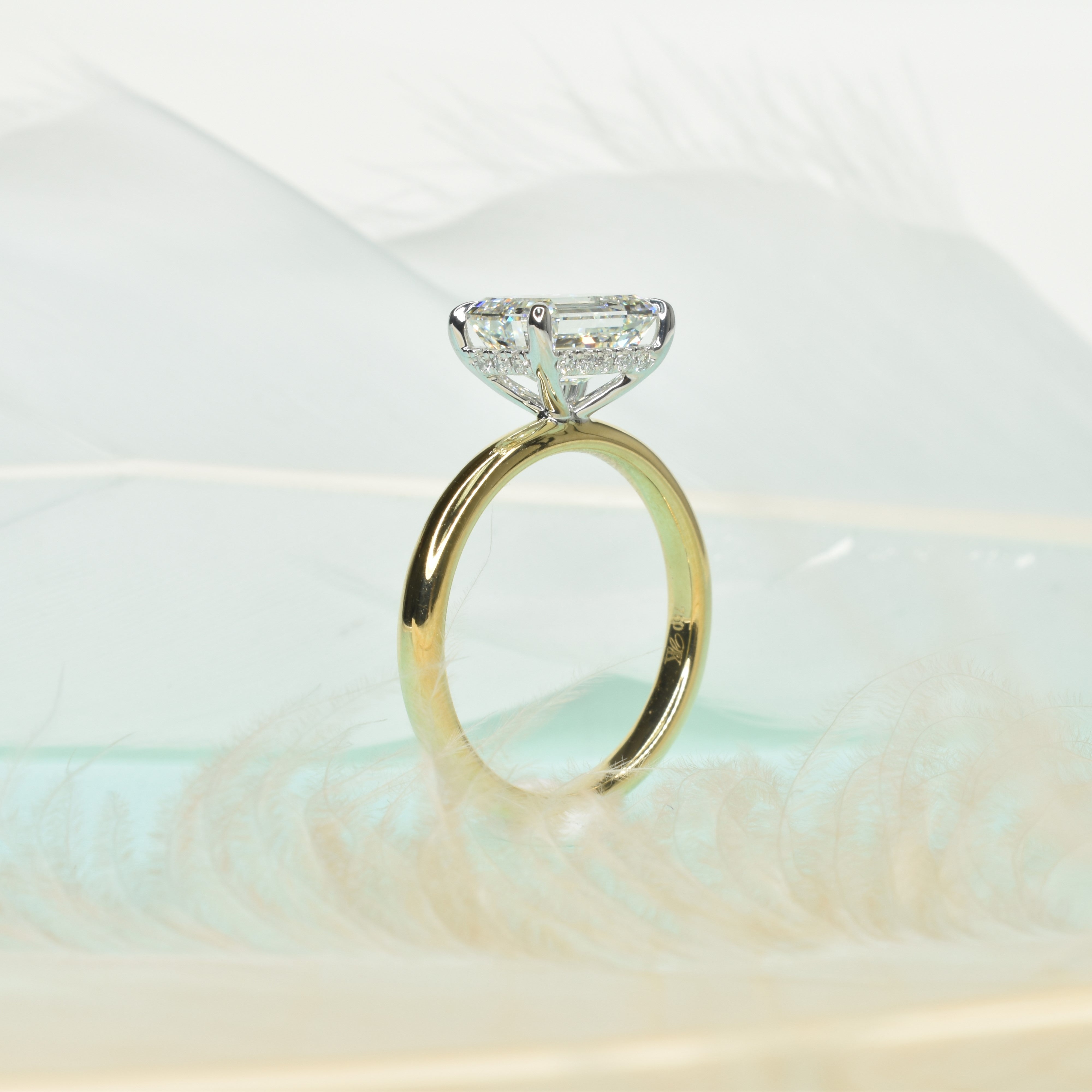Sideways Set Emerald Diamond Ring