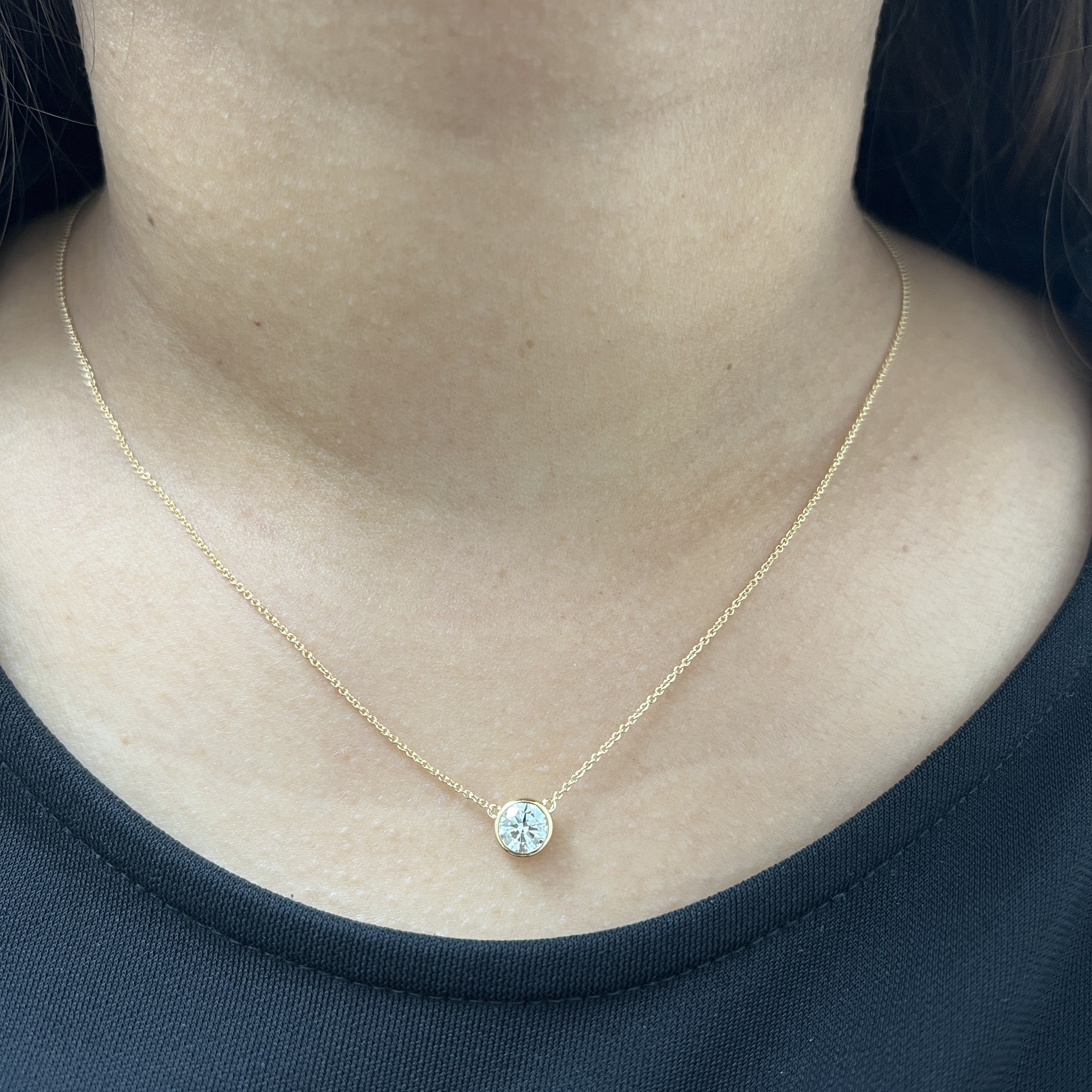 0.70ct Natural Round Diamond Bezel Set Necklace