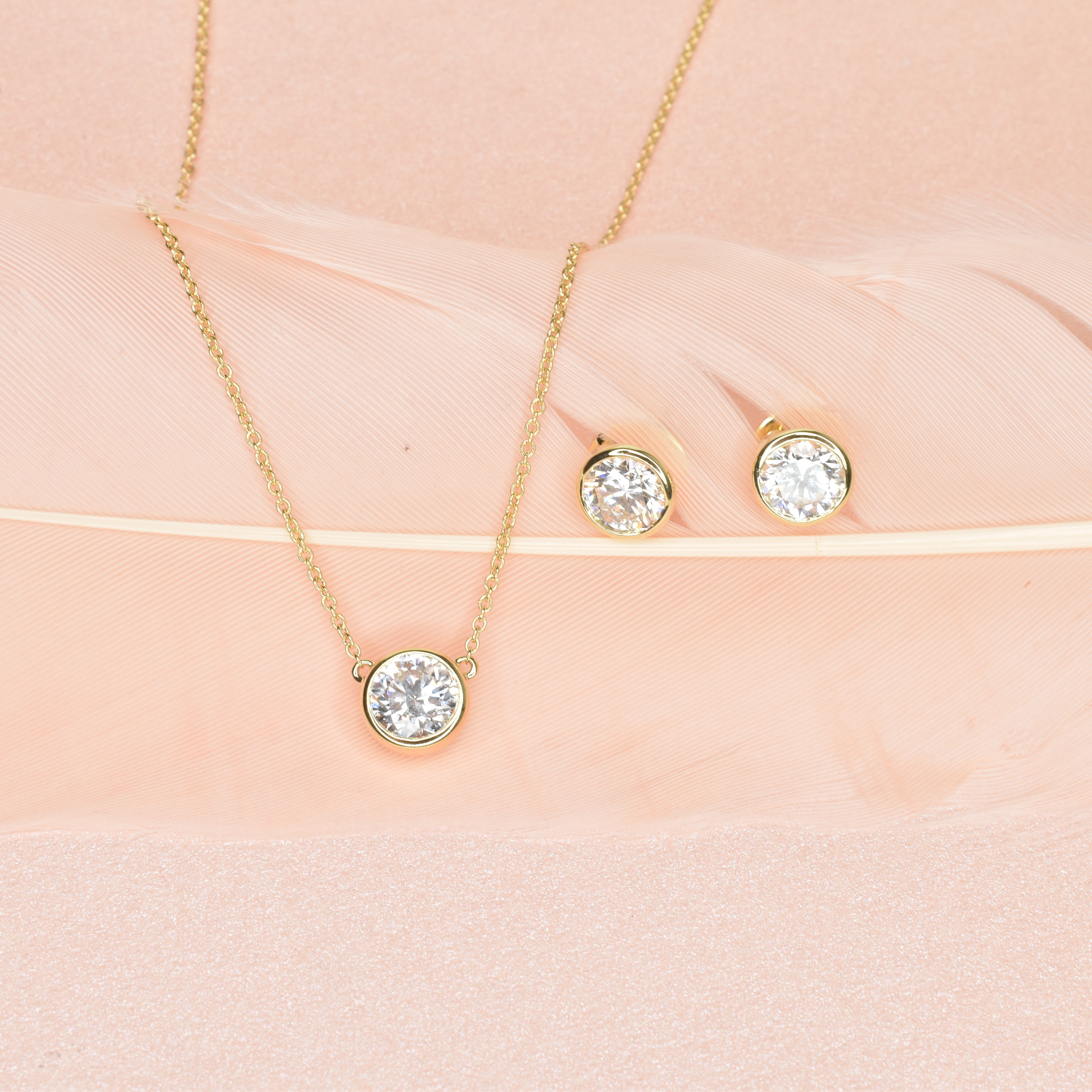 0.70ct Natural Round Diamond Bezel Set Necklace
