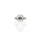 Split Shank Emerald Cut Halo Diamond Ring