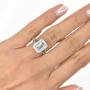 Split Shank Emerald Cut Halo Diamond Ring