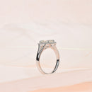 Split Shank Emerald Cut Halo Diamond Ring