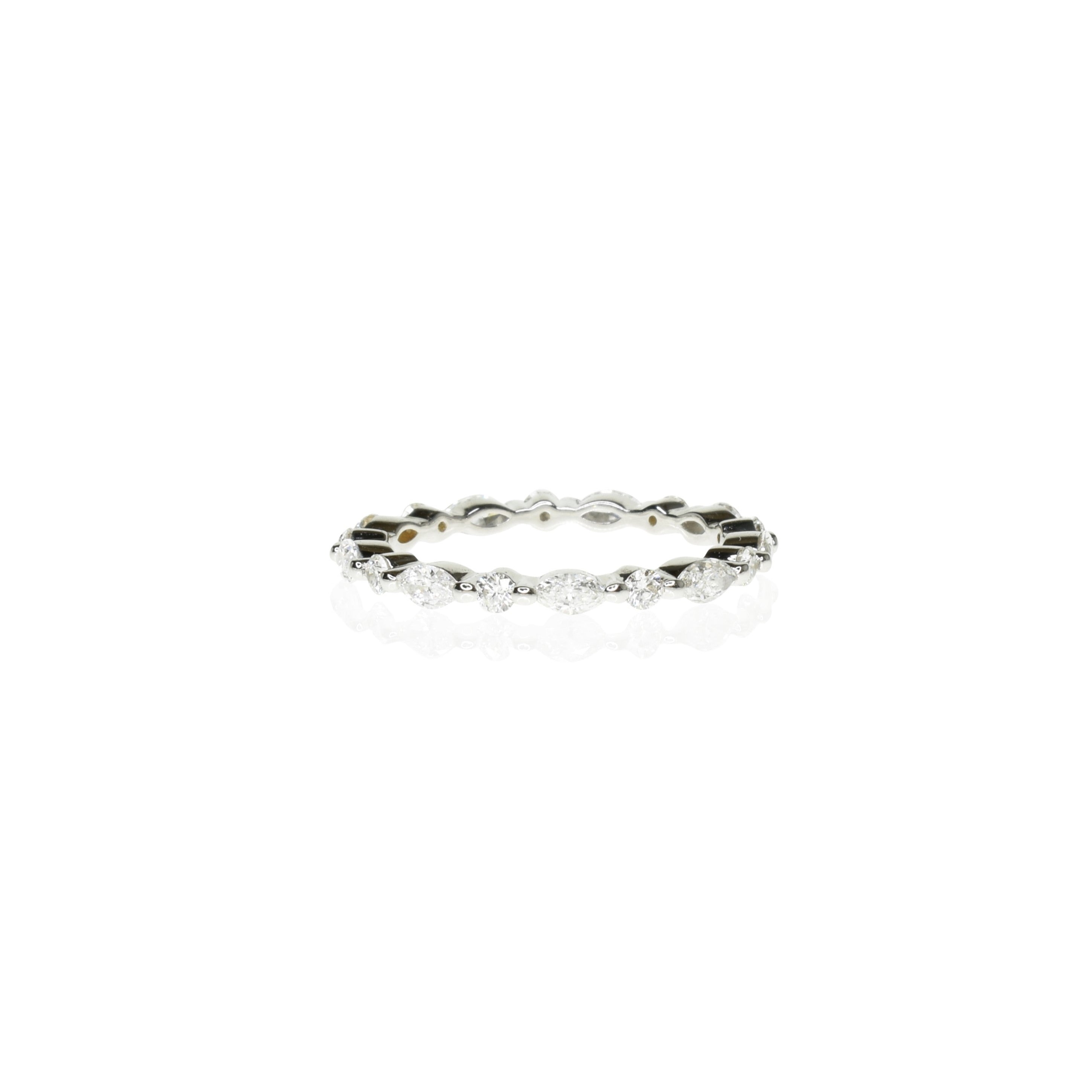 Marquise & round shared prong ring