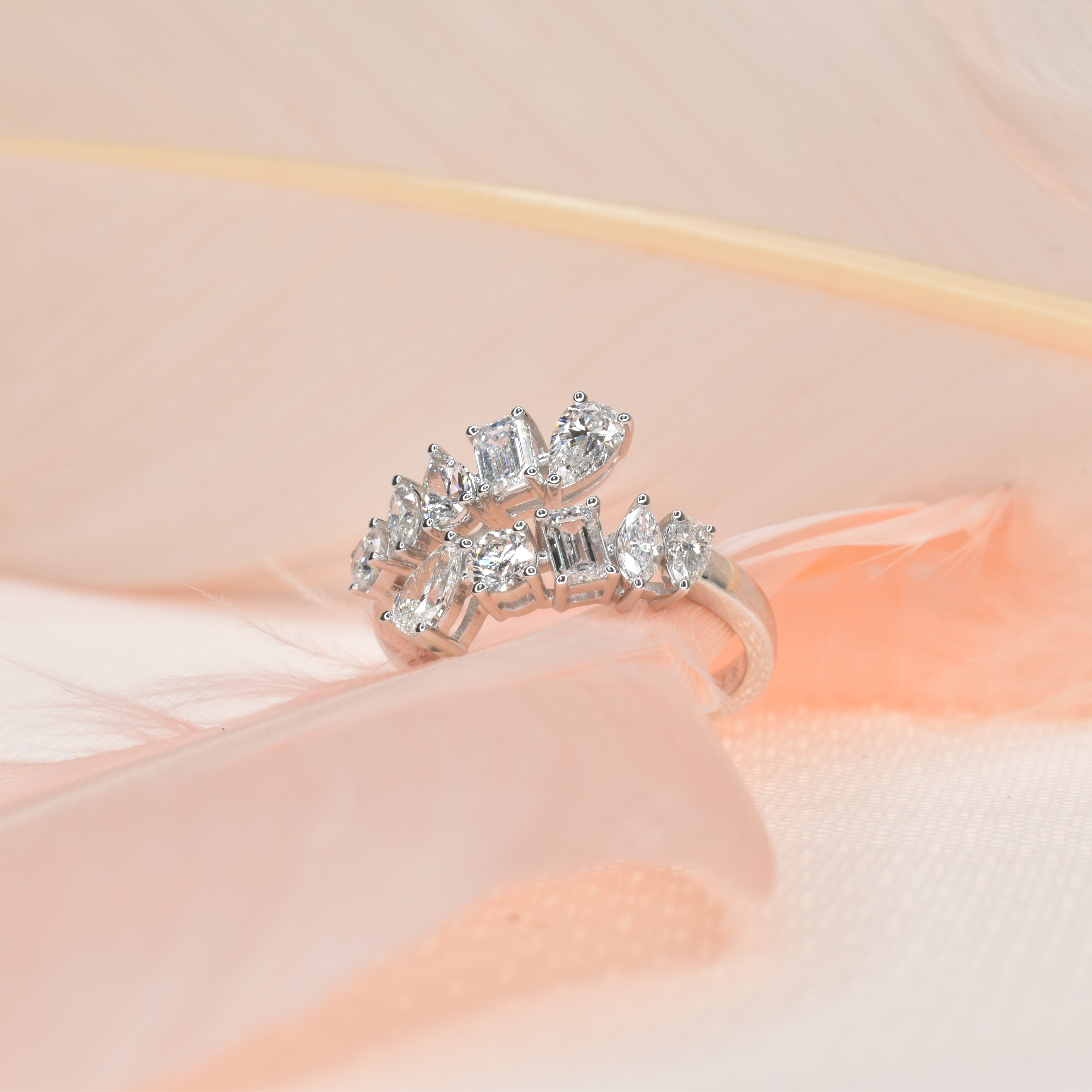 Lab Grown Diamond Multi Shaped Crossover Ring