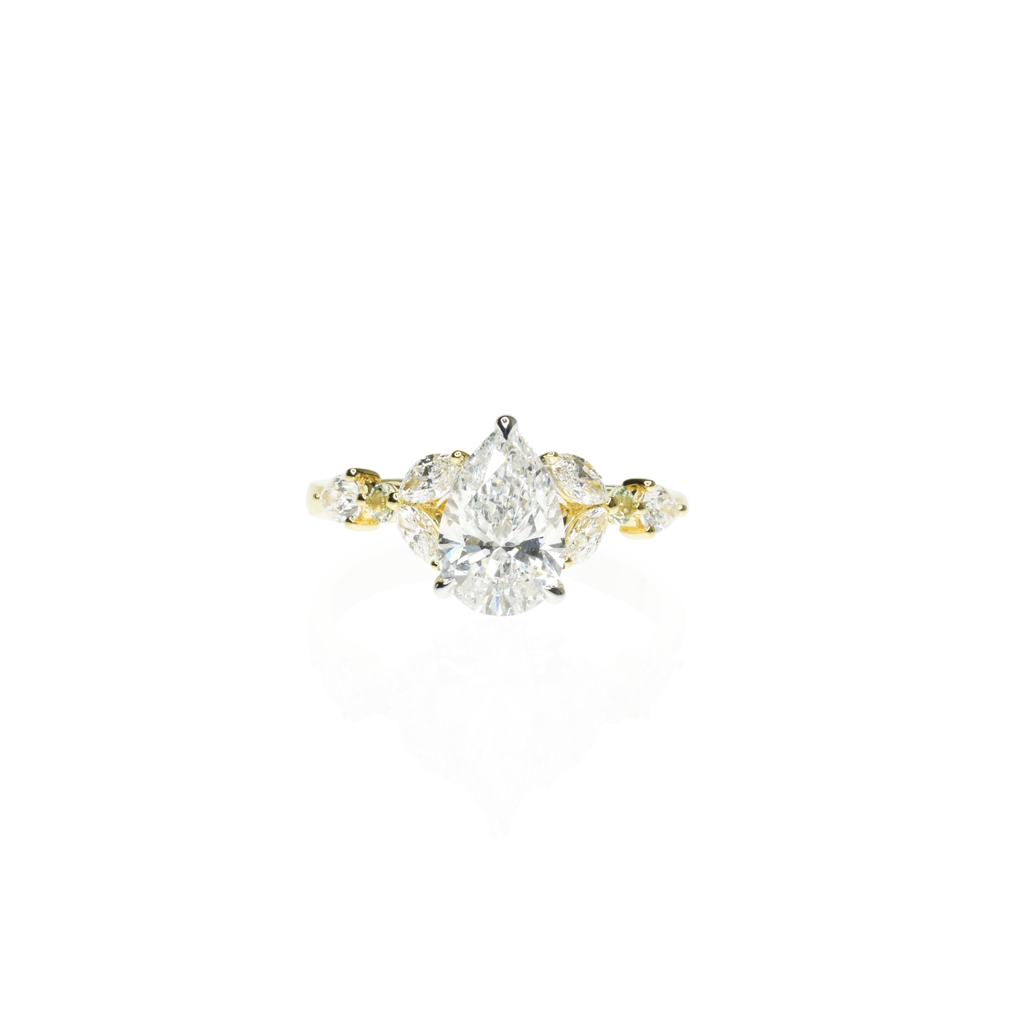 Art Deco Pear Shaped Diamond Engagment Ring