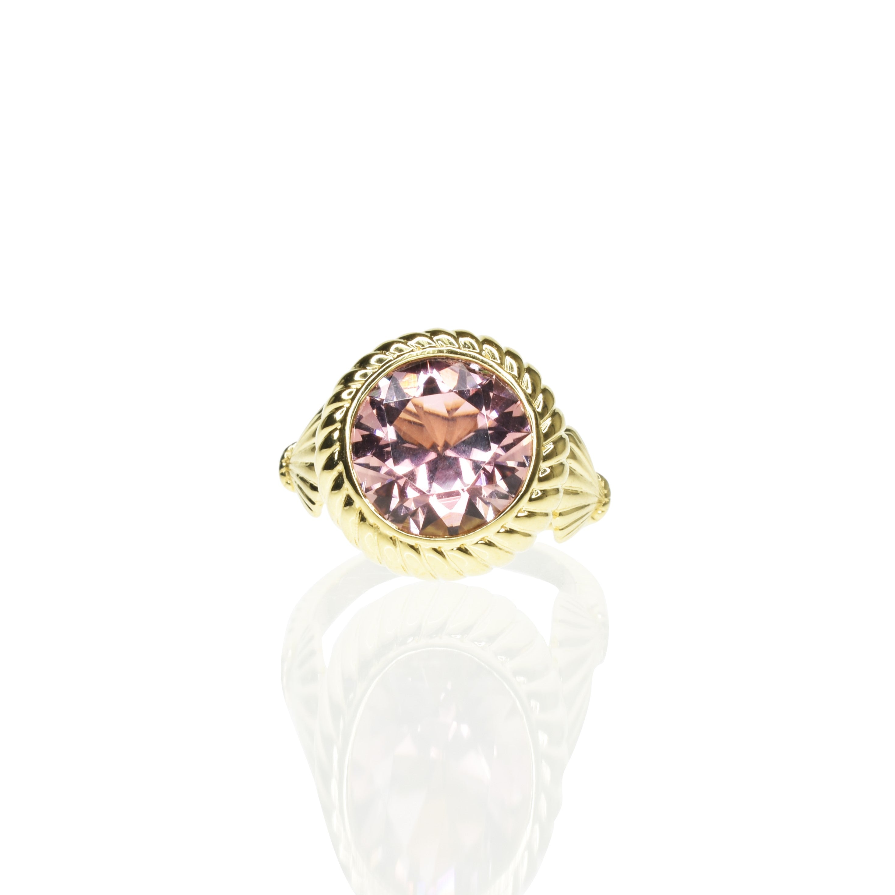 Rope Edged Pink Tourmaline Ring