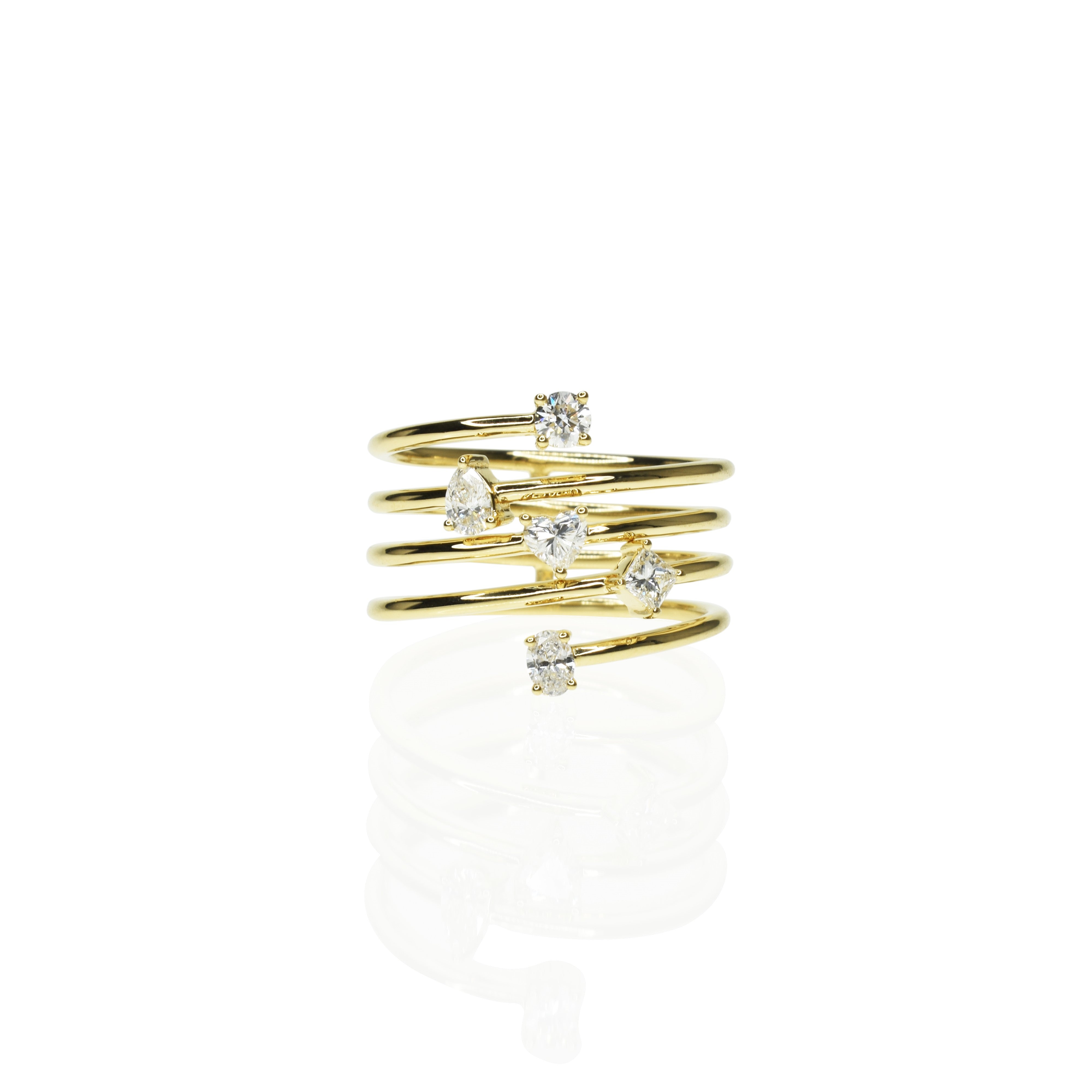 Coiled Multi-Shaped Diamond Ring