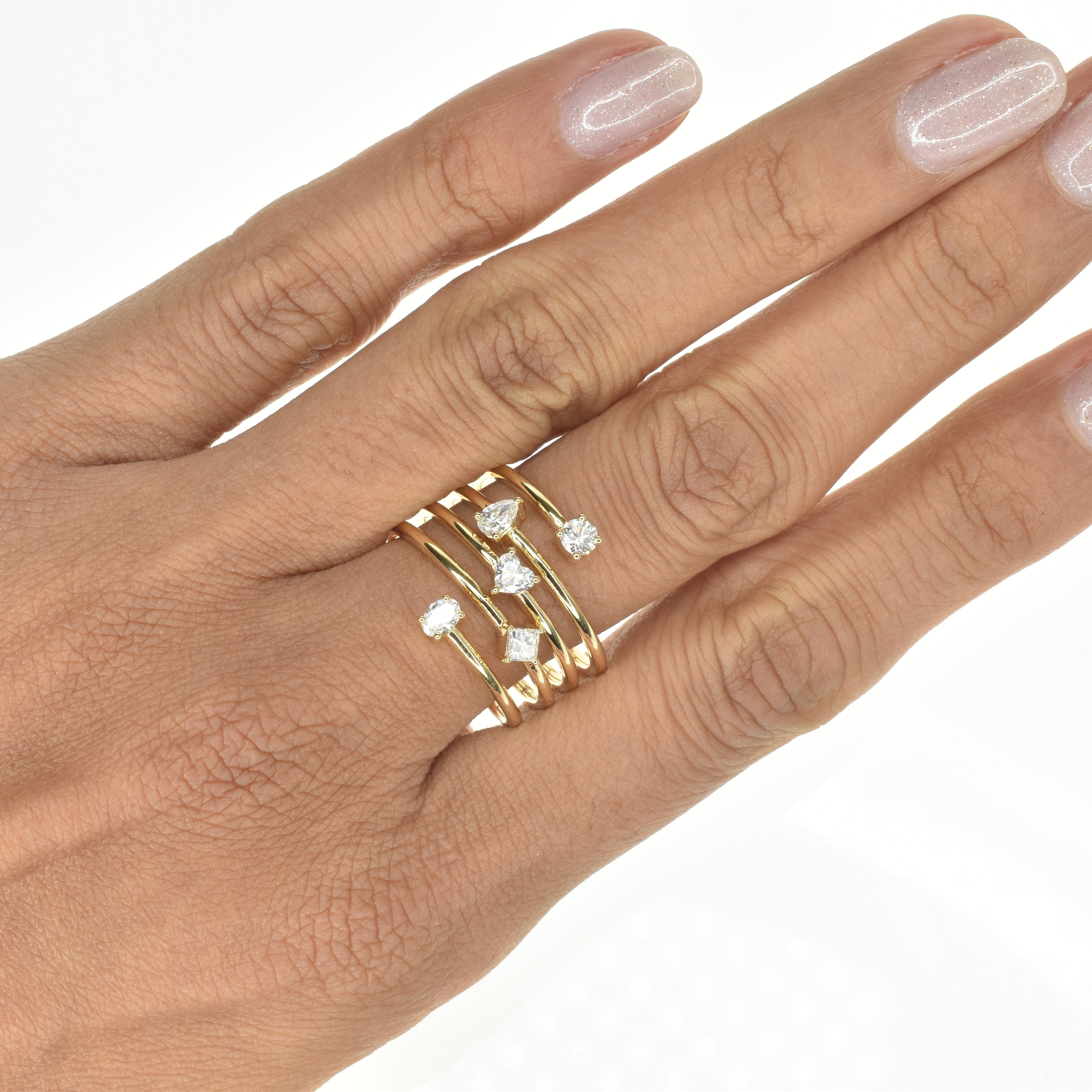 Coiled Multi-Shaped Diamond Ring