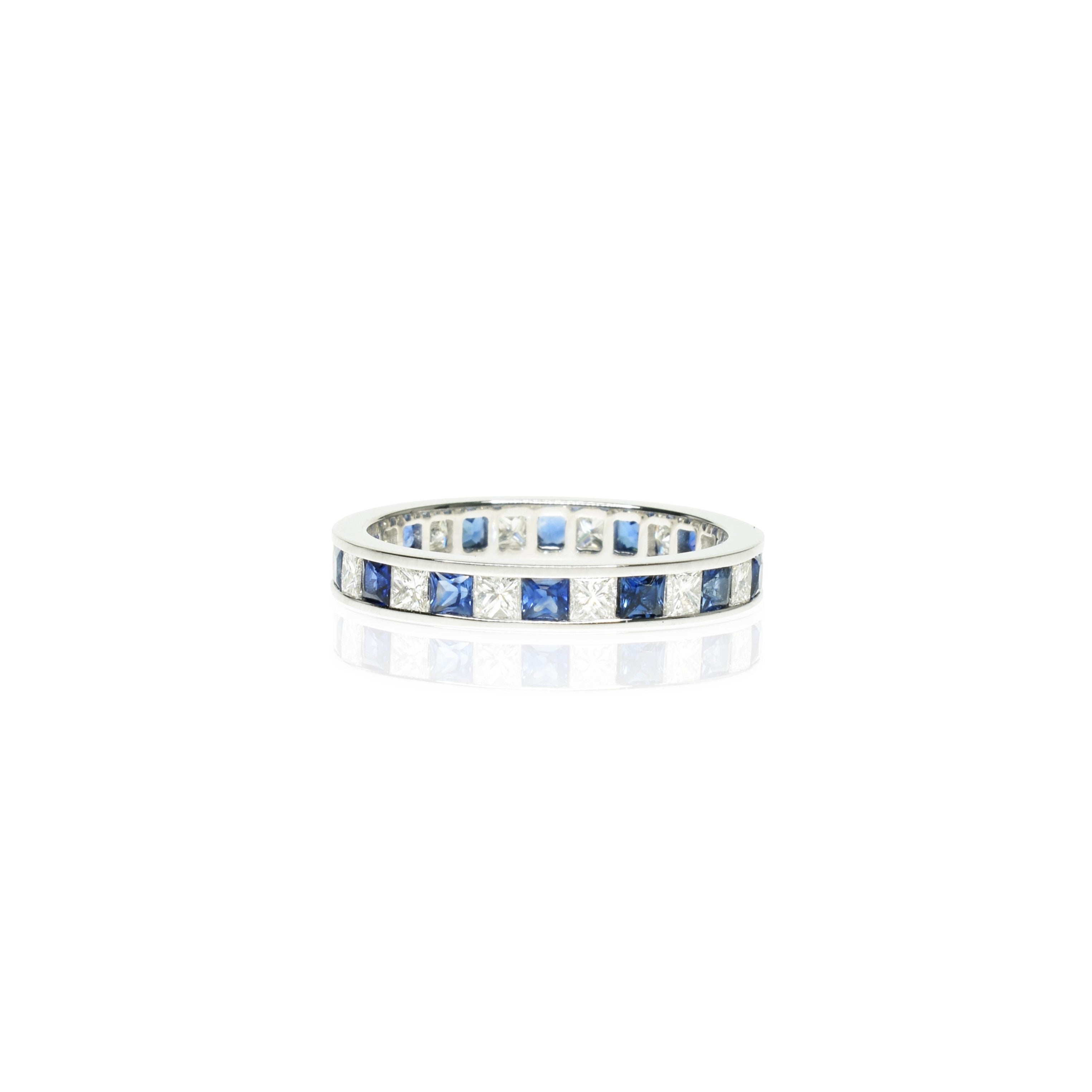 Princess Cut Diamond and Sapphire Eternity Band