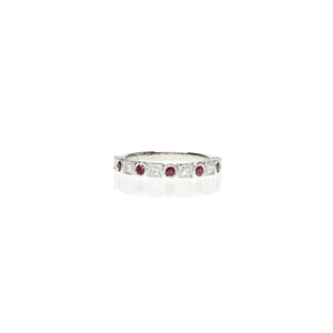 Princess Cut Diamond And Ruby Eternity Band