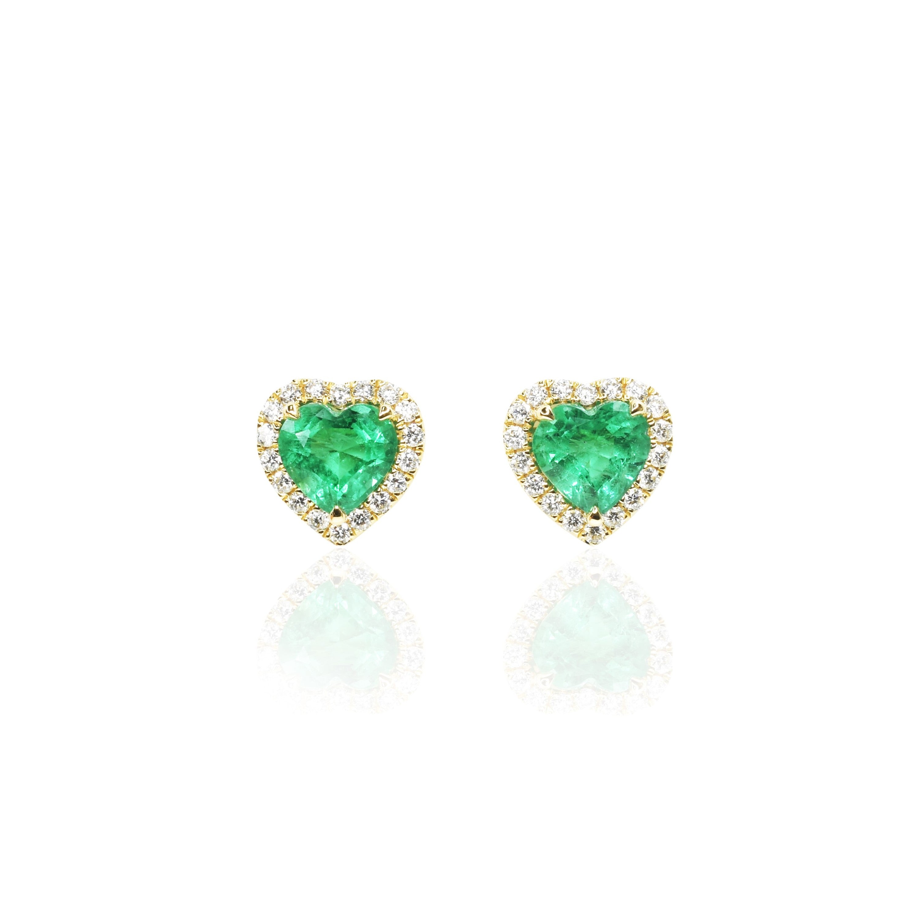 Emerald Halo Heart Earrings
