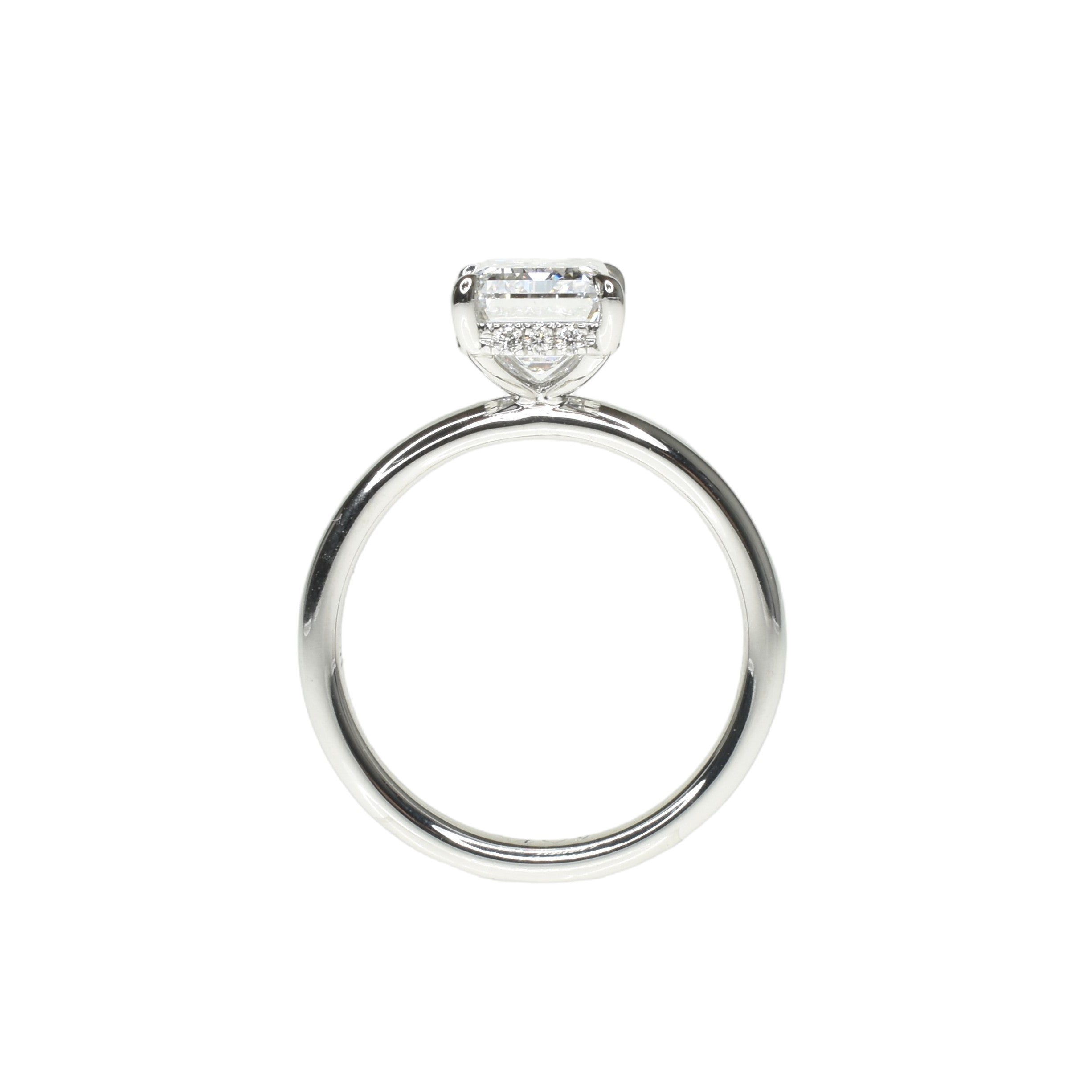 3ct Emerald Shape Lab Grown Diamond Ring with Under Halo