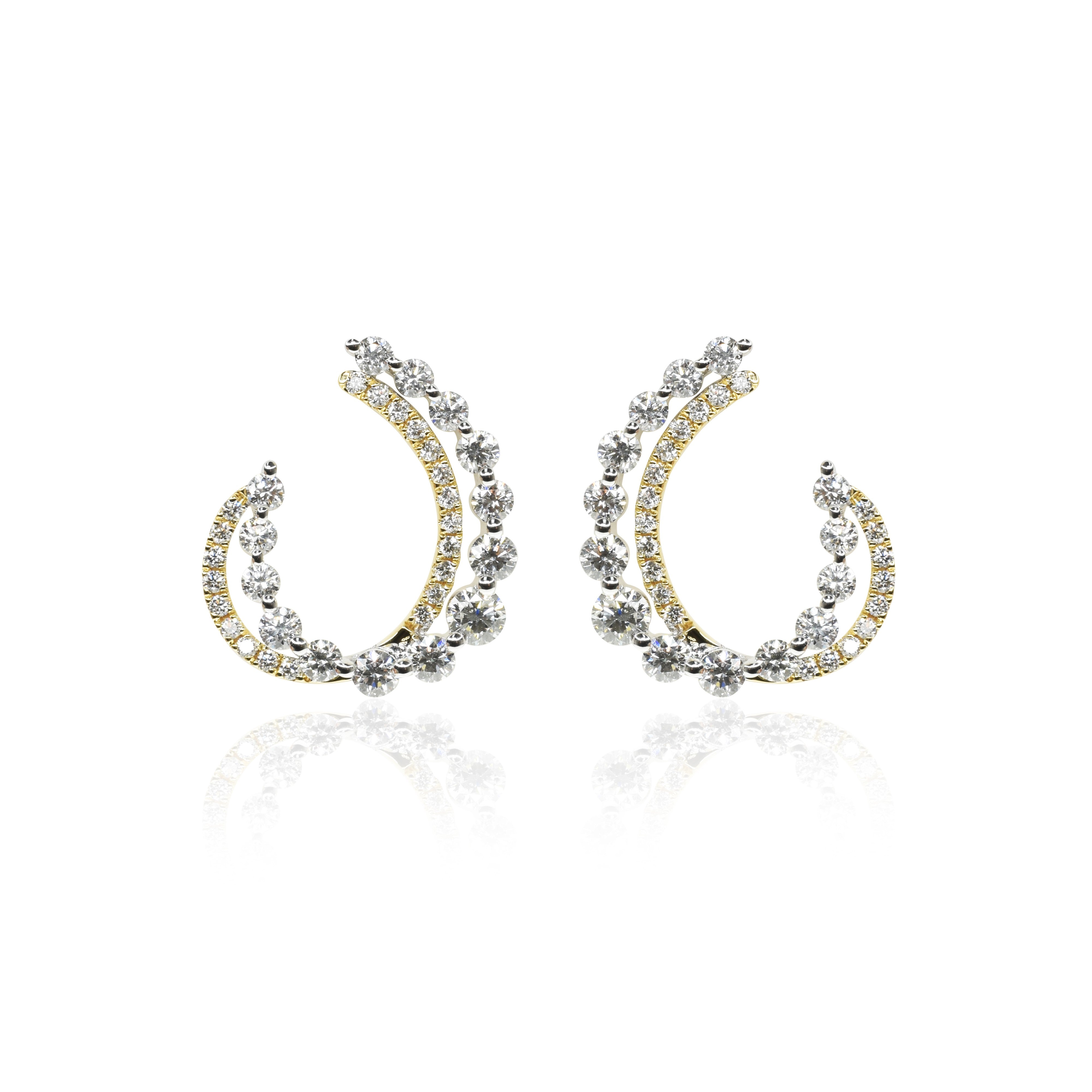 Large Layered Diamond Front and Back Hoop Earrings