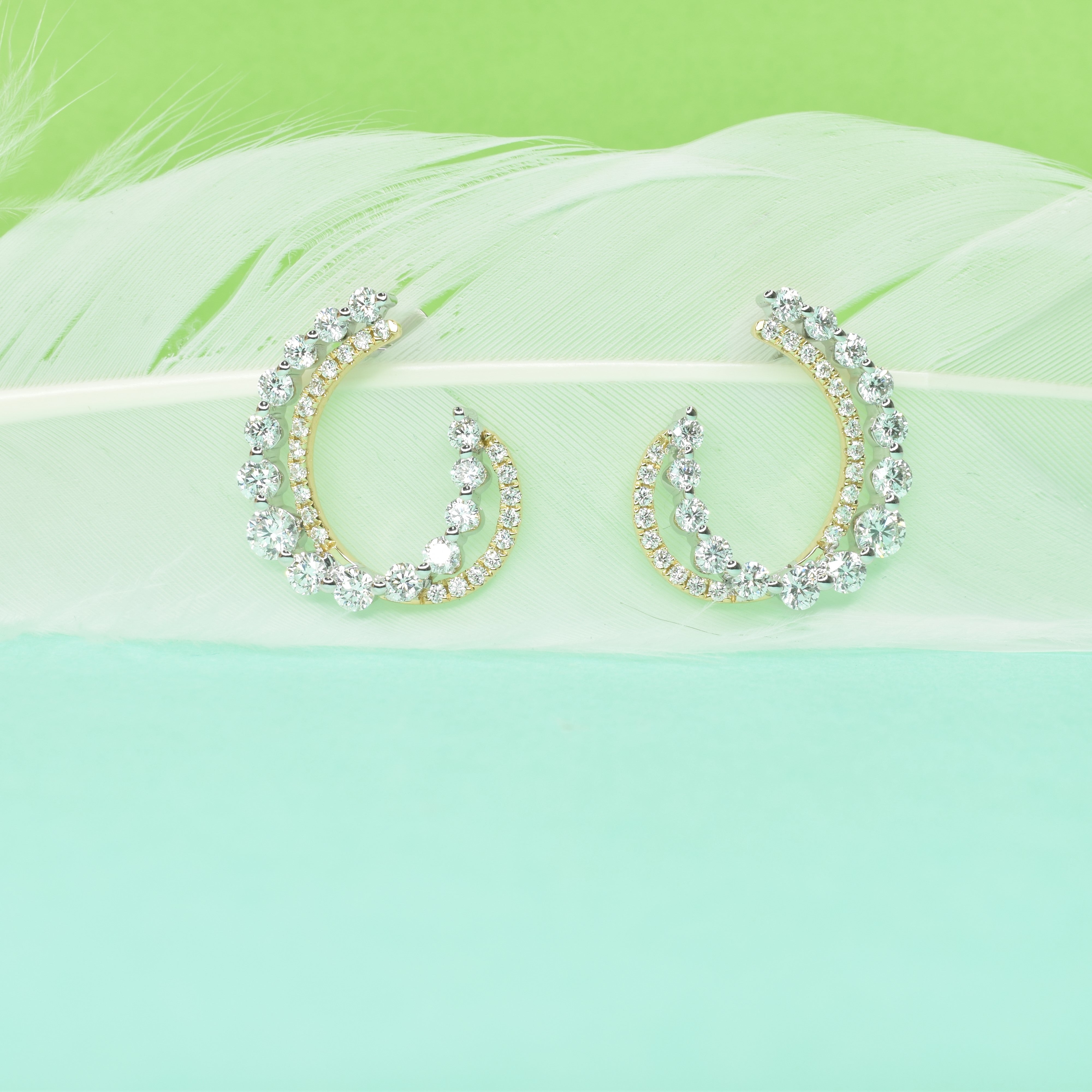 Large Layered Diamond Front and Back Hoop Earrings
