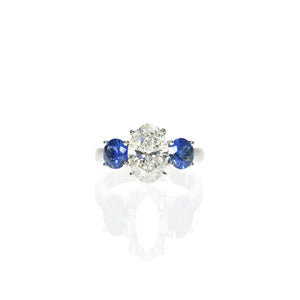 Oval Diamond & Sapphire Trilogy Ring