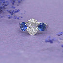 Oval Diamond & Sapphire Trilogy Ring