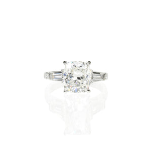 Classic Cushion Cut Engagement ring with Tapers