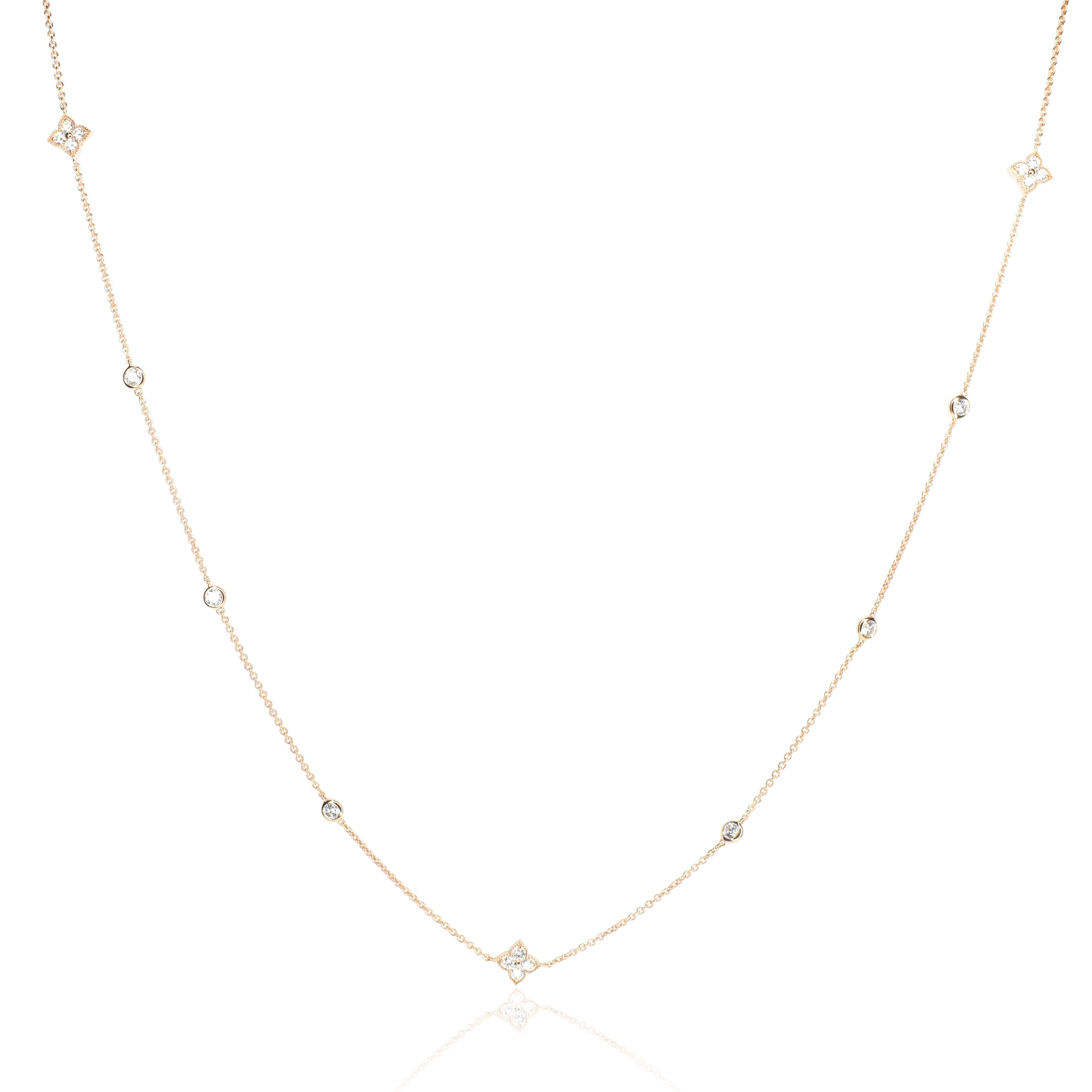 Diamond Clover Chain Necklace Long