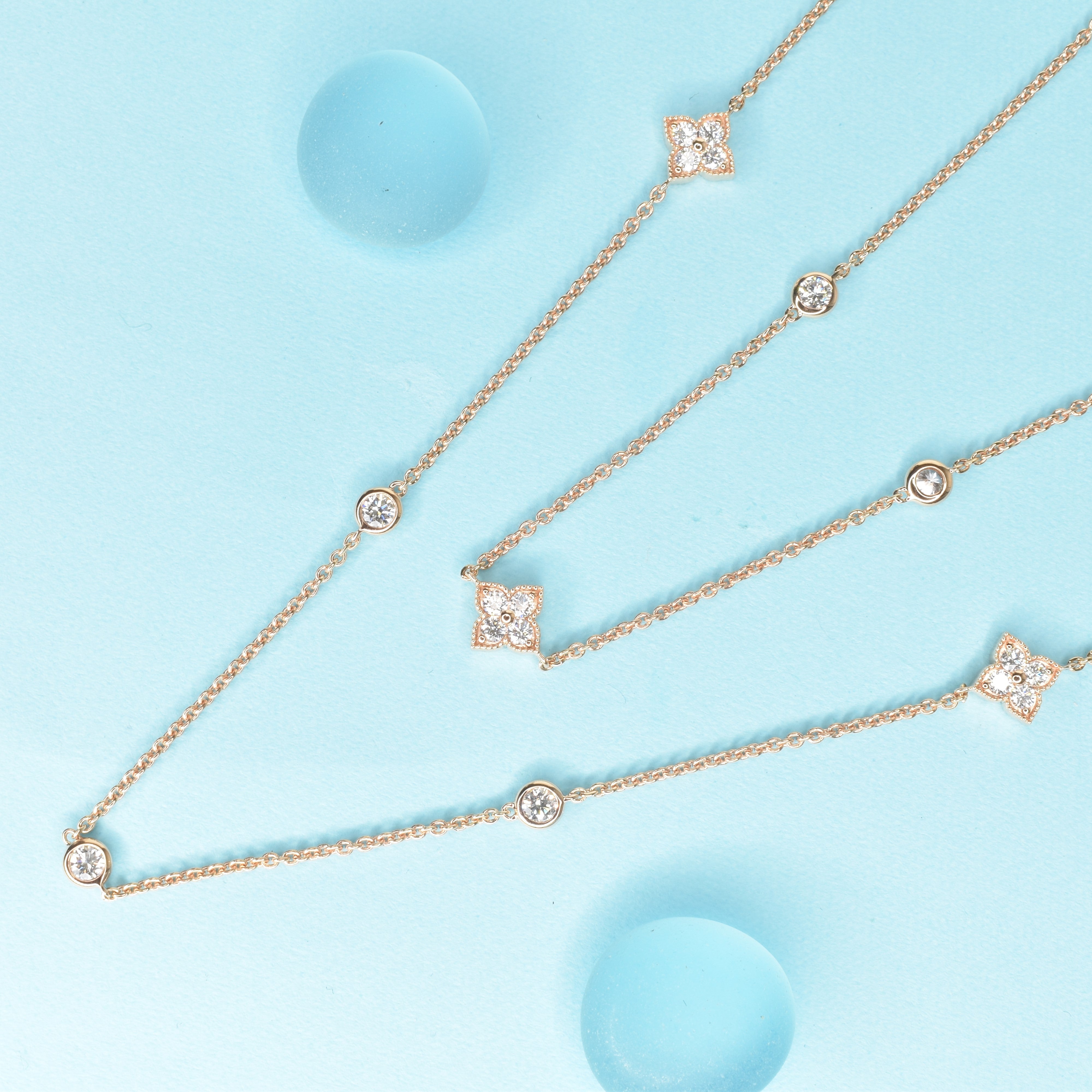 Diamond Clover Chain Necklace Long